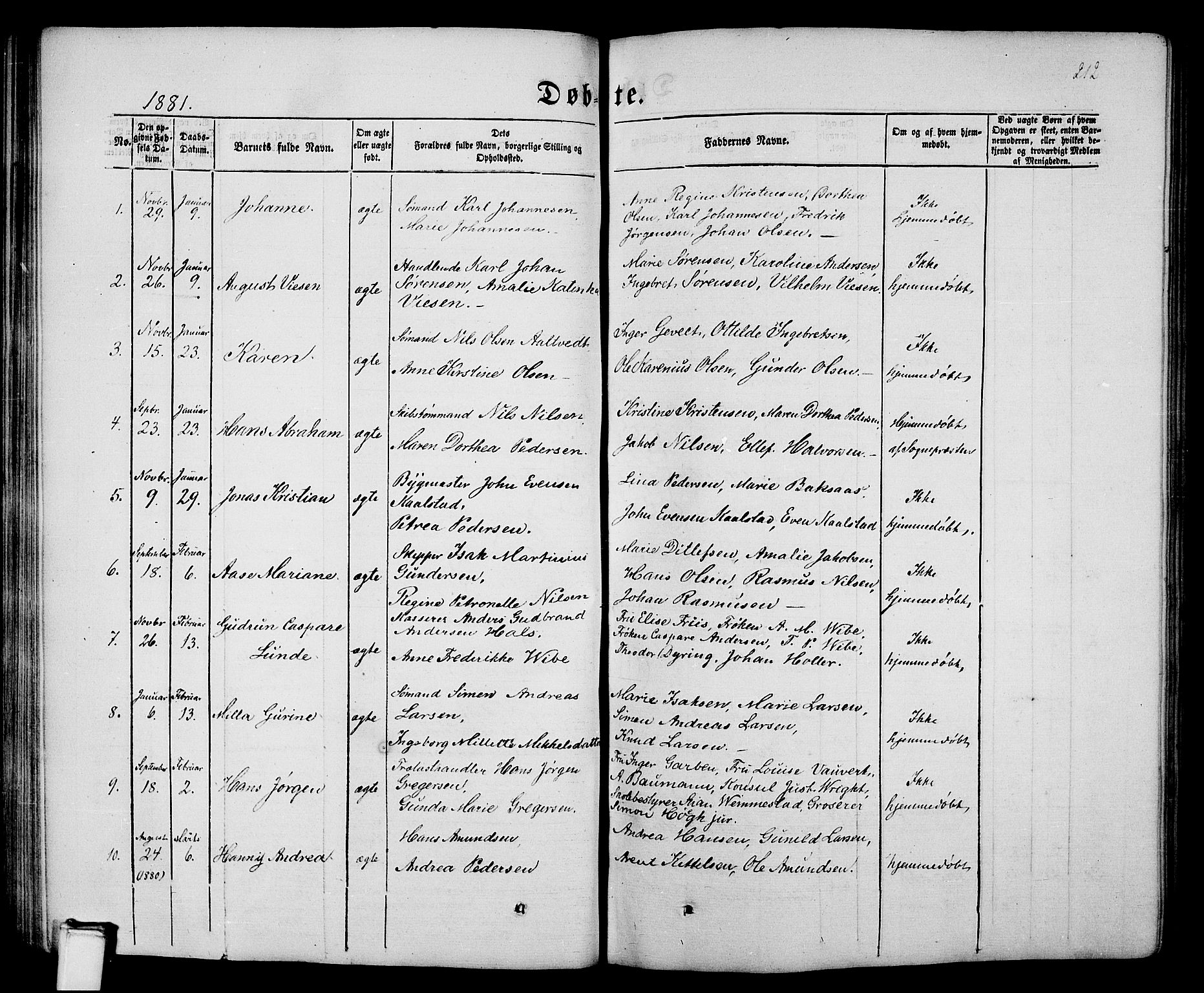 Porsgrunn kirkebøker , SAKO/A-104/G/Gb/L0004: Parish register (copy) no. II 4, 1853-1882, p. 212