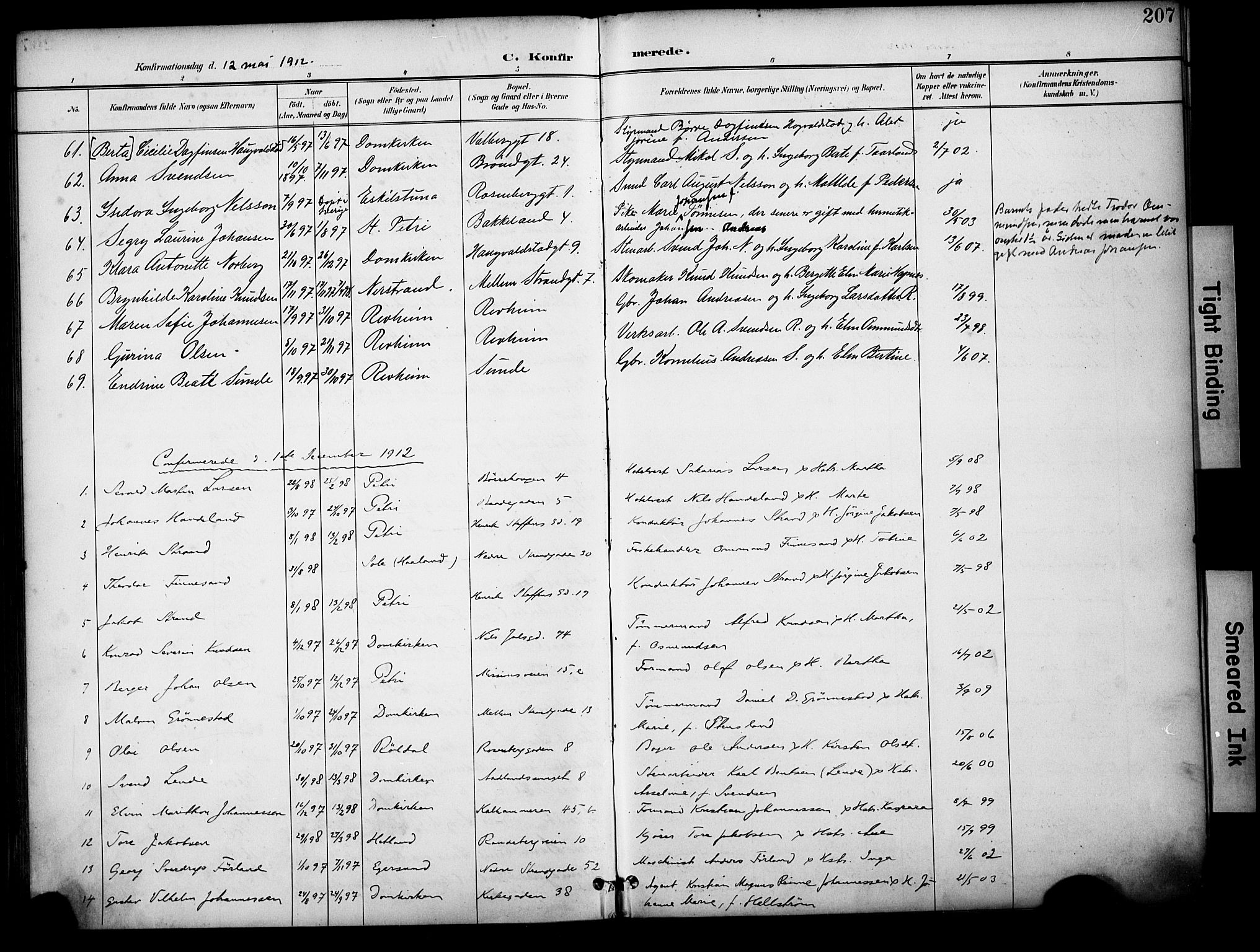 Domkirken sokneprestkontor, AV/SAST-A-101812/001/30/30BA/L0031: Parish register (official) no. A 30, 1896-1916, p. 207