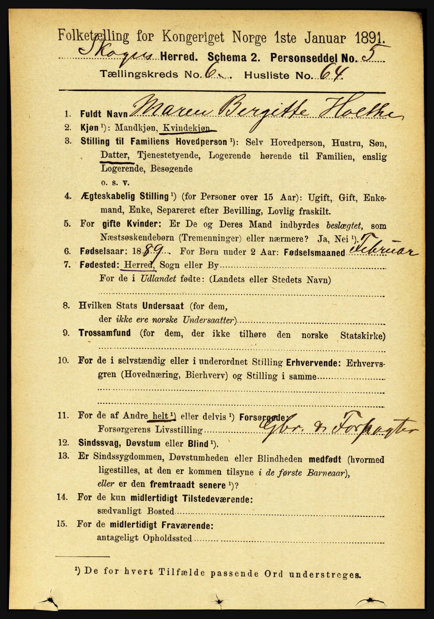 RA, 1891 census for 1719 Skogn, 1891, p. 3851