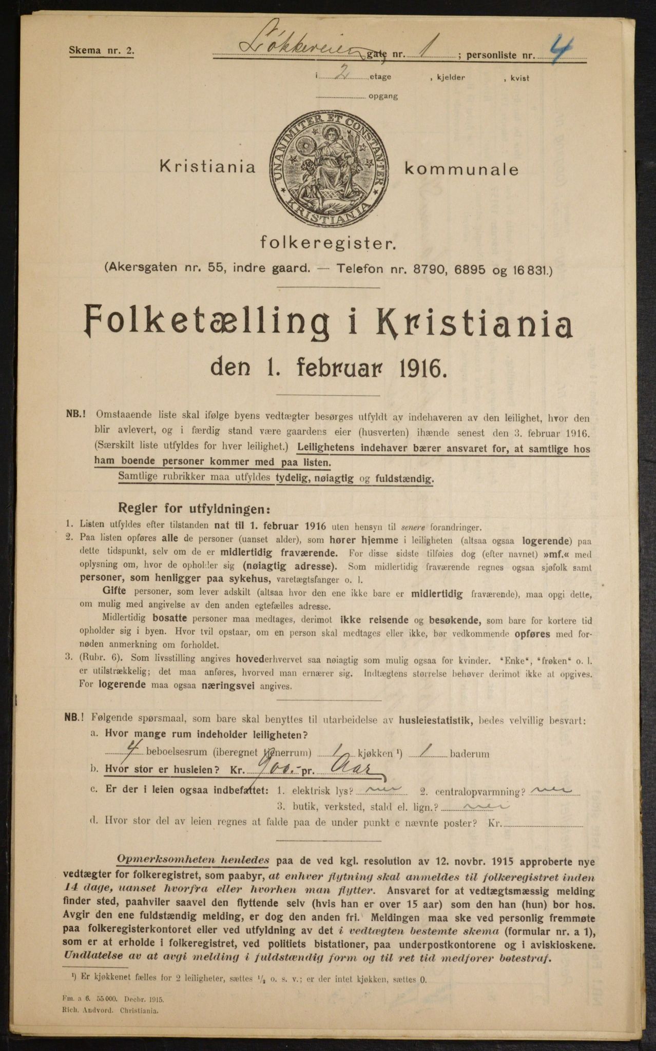 OBA, Municipal Census 1916 for Kristiania, 1916, p. 59960