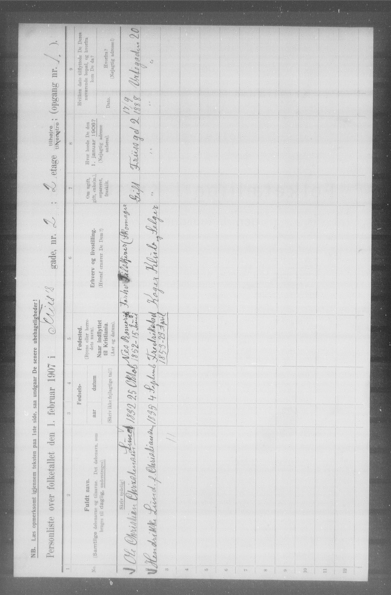 OBA, Municipal Census 1907 for Kristiania, 1907, p. 13608