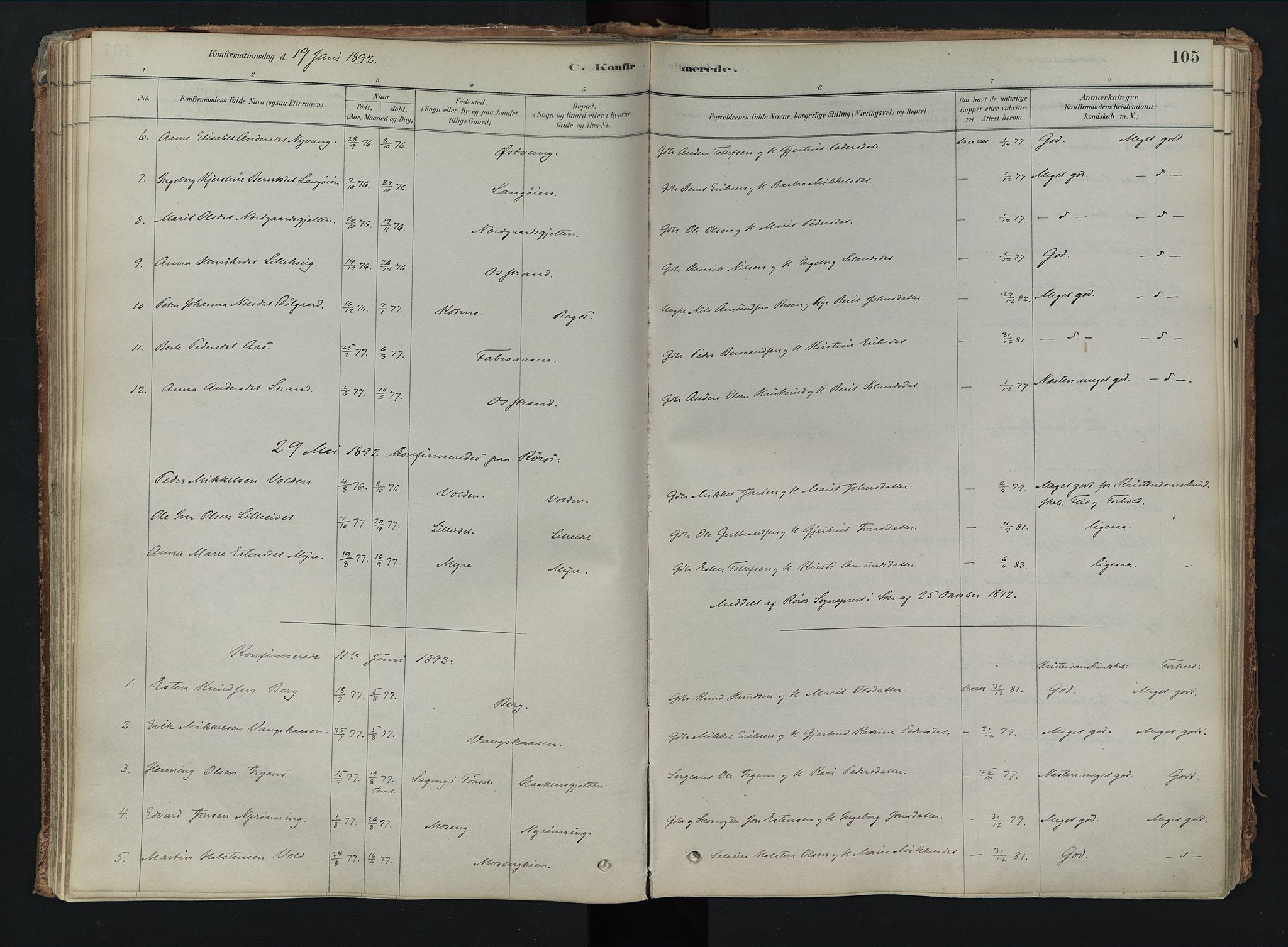 Tolga prestekontor, AV/SAH-PREST-062/K/L0008: Parish register (official) no. 8, 1877-1910, p. 105