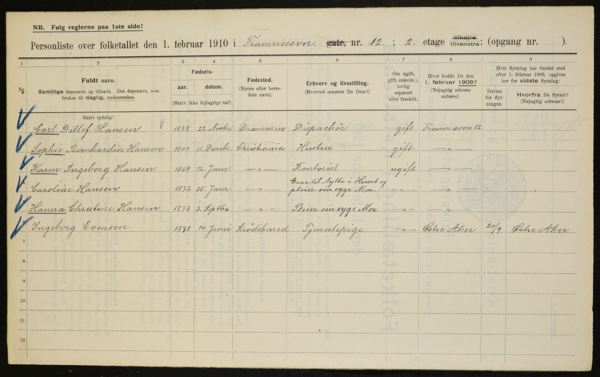 OBA, Municipal Census 1910 for Kristiania, 1910, p. 23972