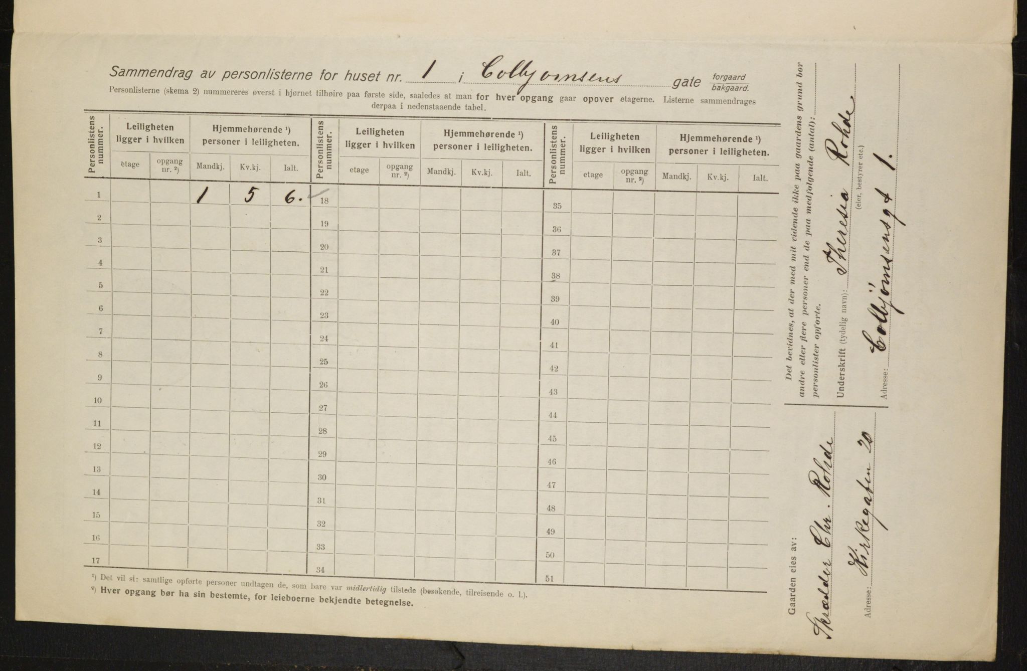 OBA, Municipal Census 1916 for Kristiania, 1916, p. 12940