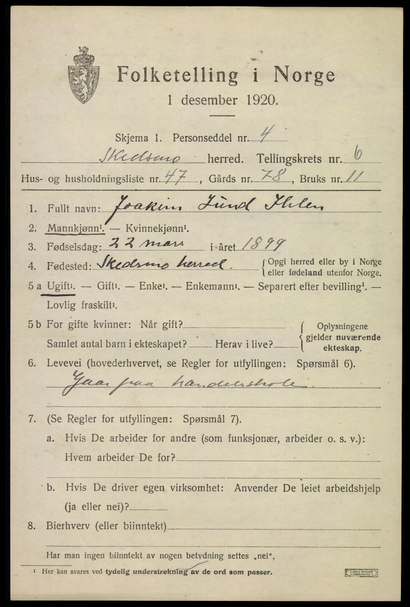 SAO, 1920 census for Skedsmo, 1920, p. 6515
