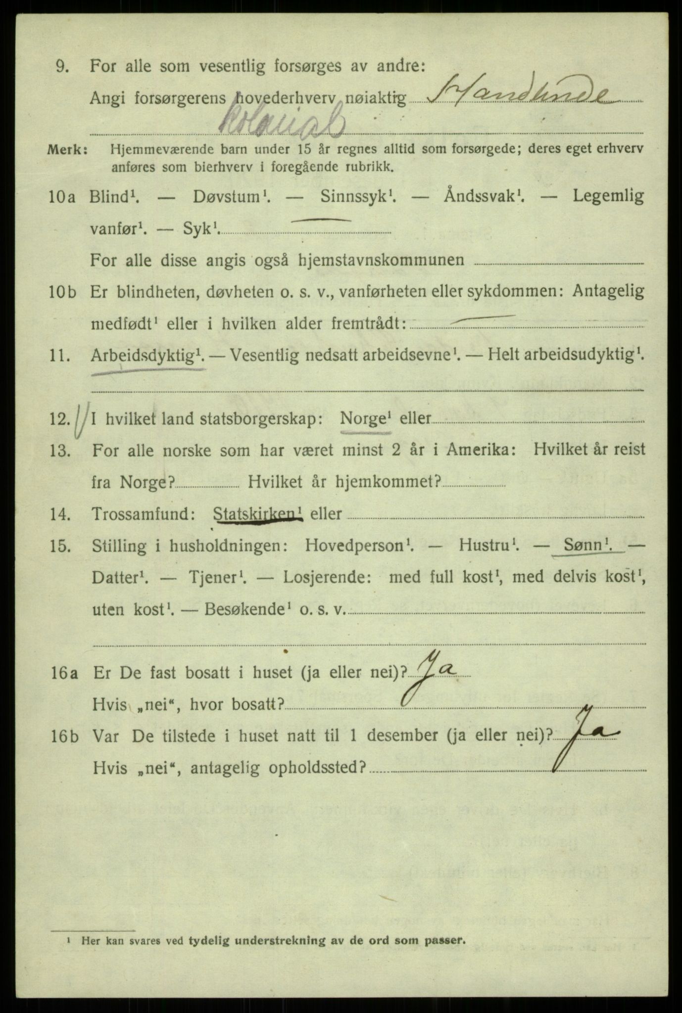 SAB, 1920 census for Bergen, 1920, p. 96289