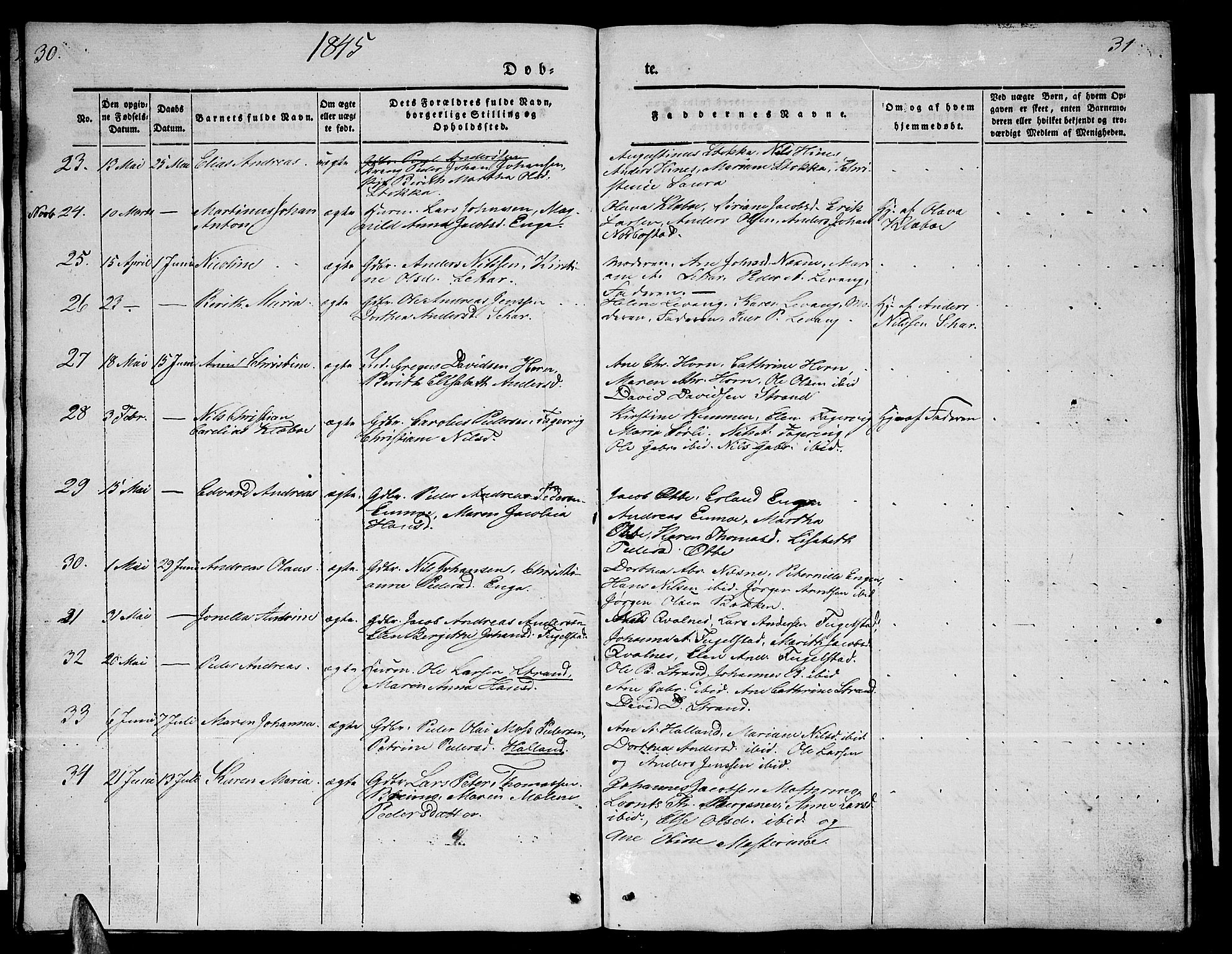 Ministerialprotokoller, klokkerbøker og fødselsregistre - Nordland, AV/SAT-A-1459/838/L0555: Parish register (copy) no. 838C02, 1842-1861, p. 30-31