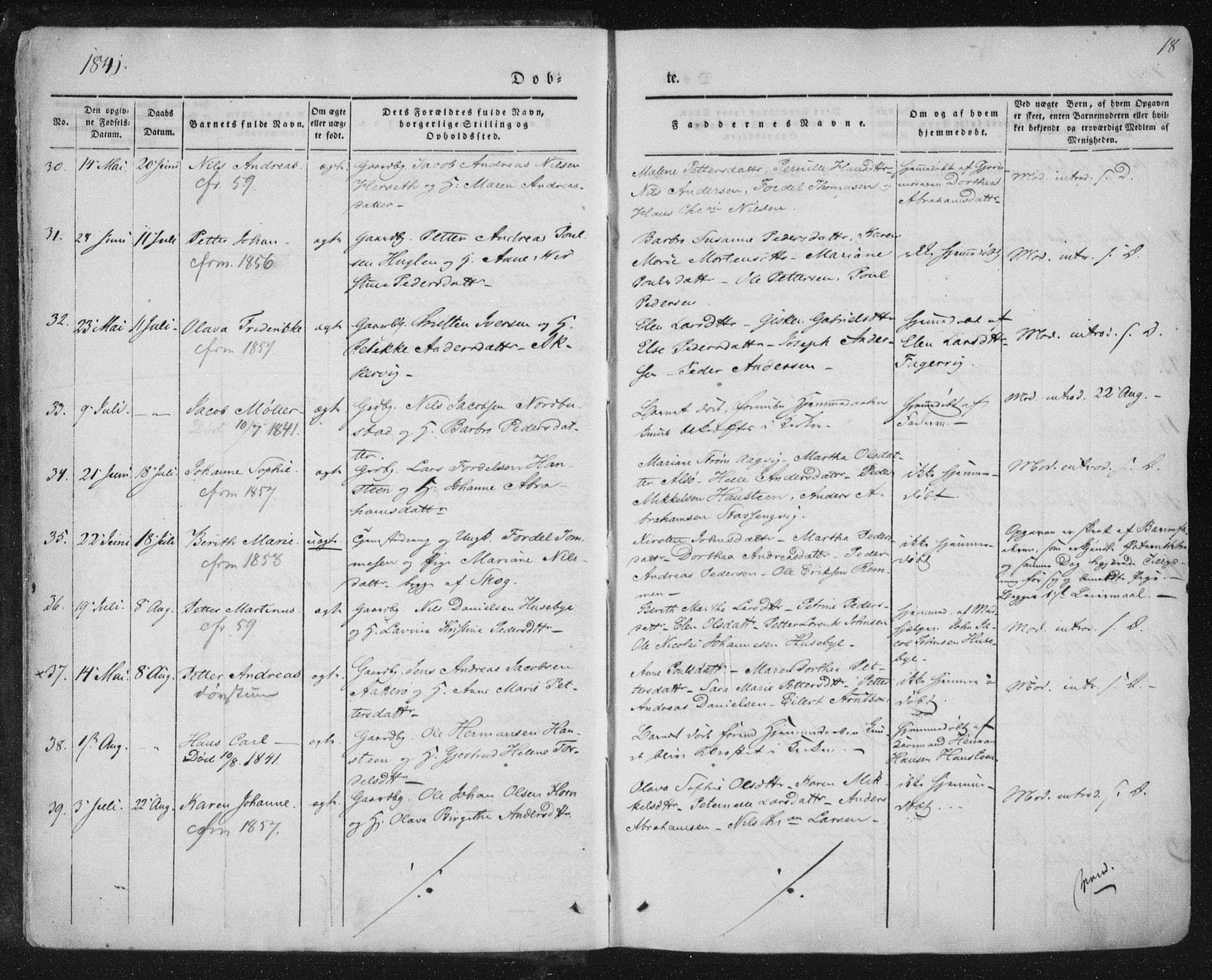 Ministerialprotokoller, klokkerbøker og fødselsregistre - Nordland, AV/SAT-A-1459/838/L0549: Parish register (official) no. 838A07, 1840-1854, p. 18