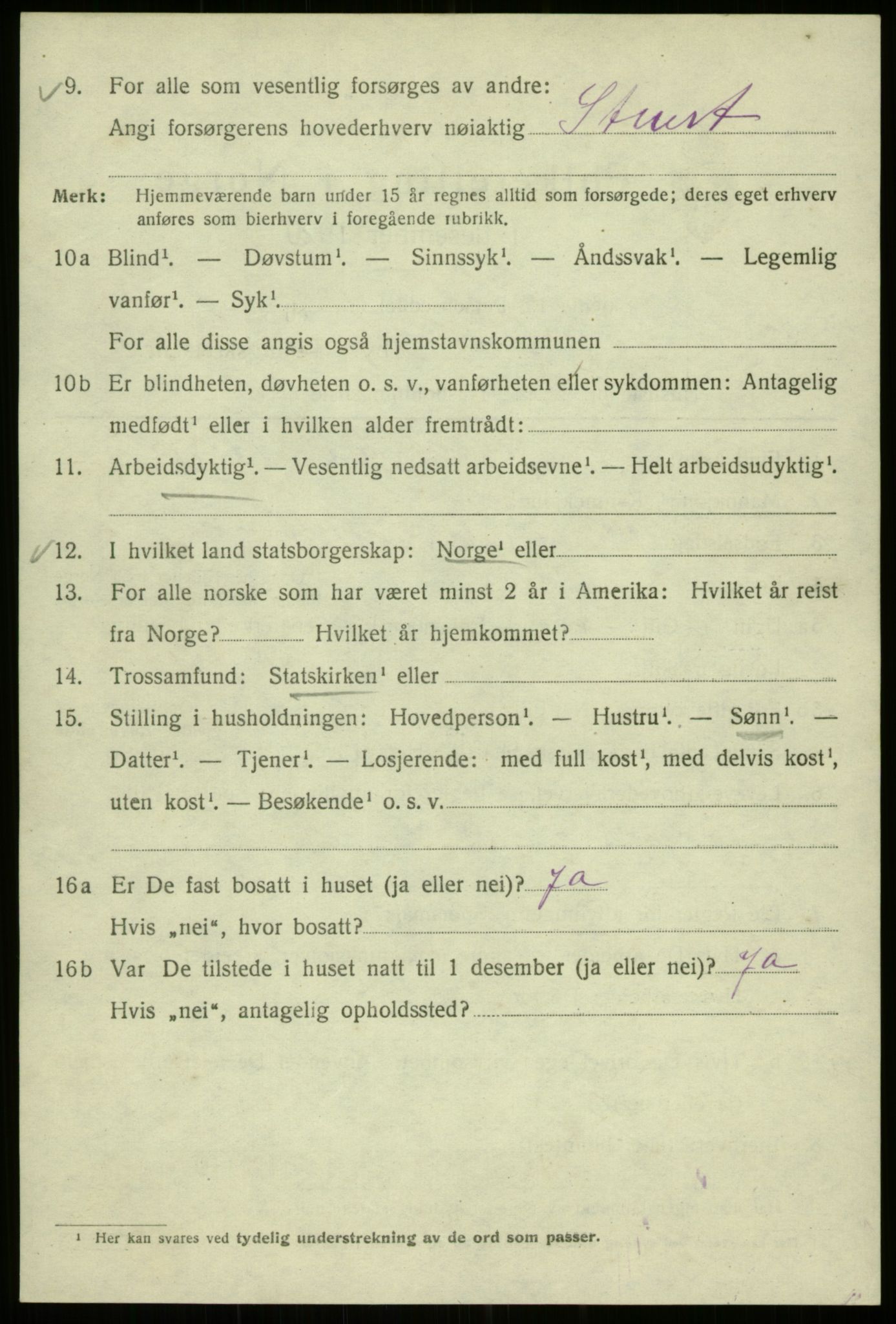SAB, 1920 census for Bergen, 1920, p. 173854