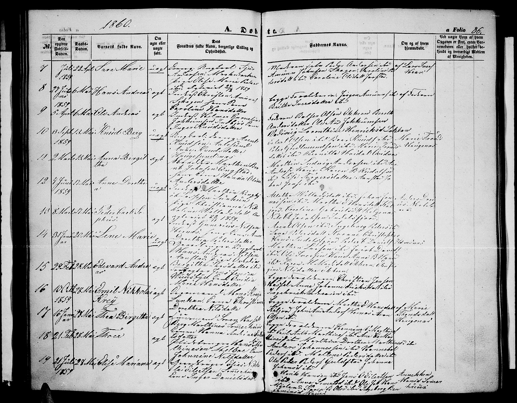 Ministerialprotokoller, klokkerbøker og fødselsregistre - Nordland, AV/SAT-A-1459/888/L1265: Parish register (copy) no. 888C03, 1850-1863, p. 86