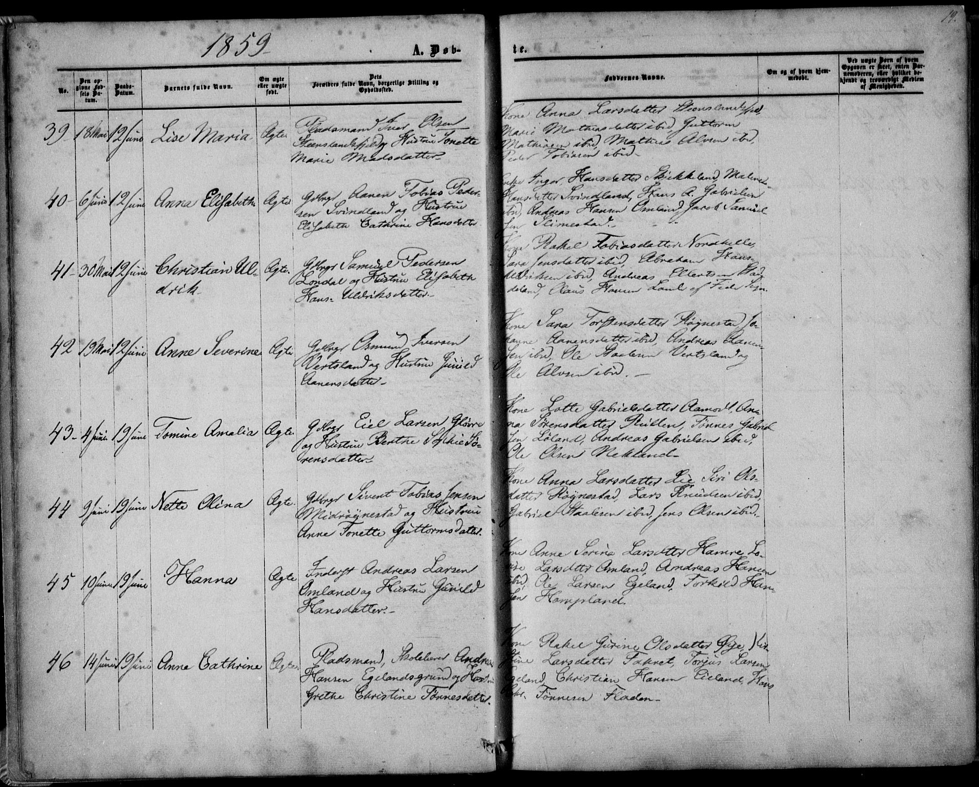 Kvinesdal sokneprestkontor, AV/SAK-1111-0026/F/Fa/Fab/L0006: Parish register (official) no. A 6, 1857-1869, p. 19