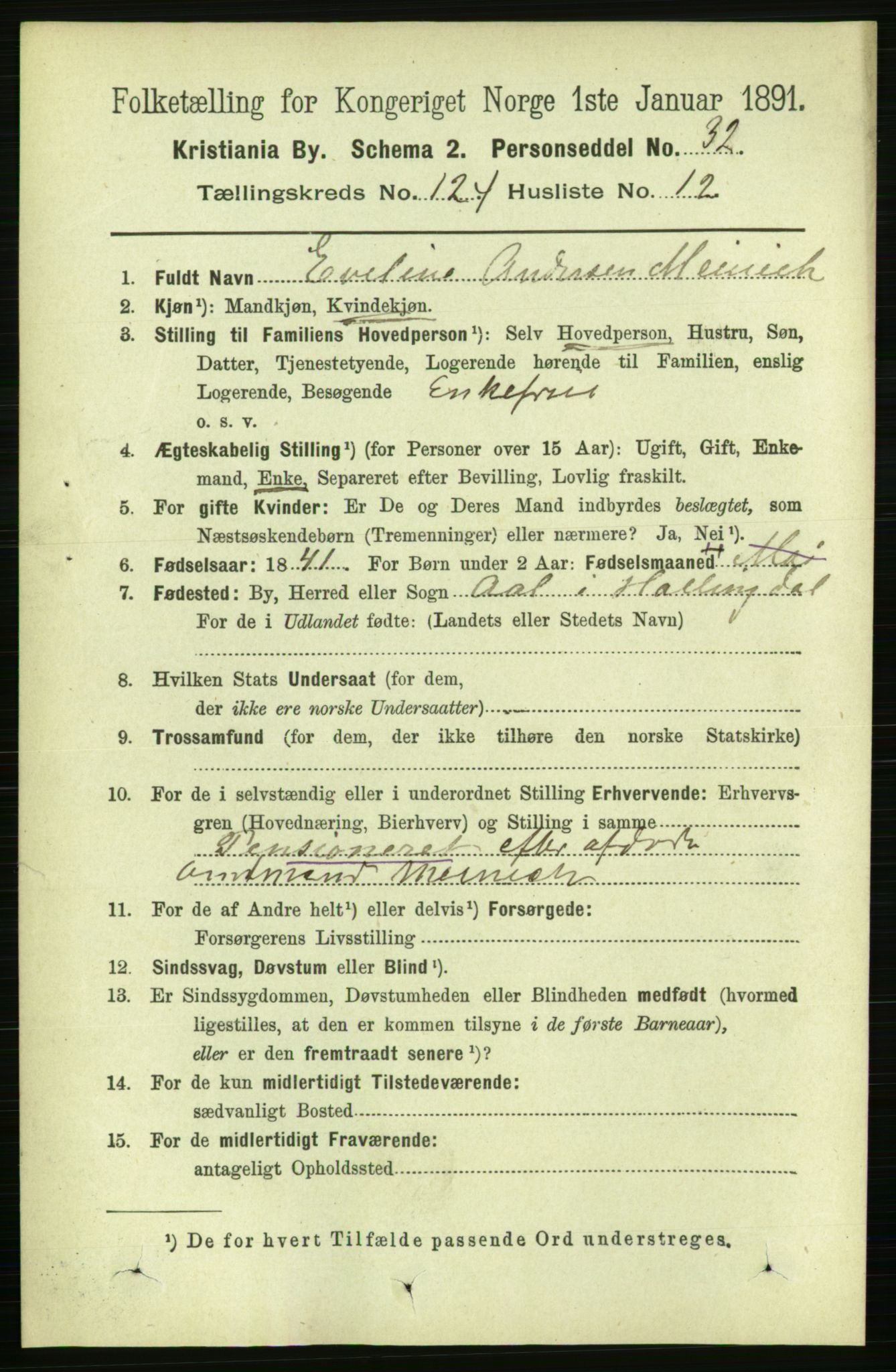 RA, 1891 census for 0301 Kristiania, 1891, p. 65424