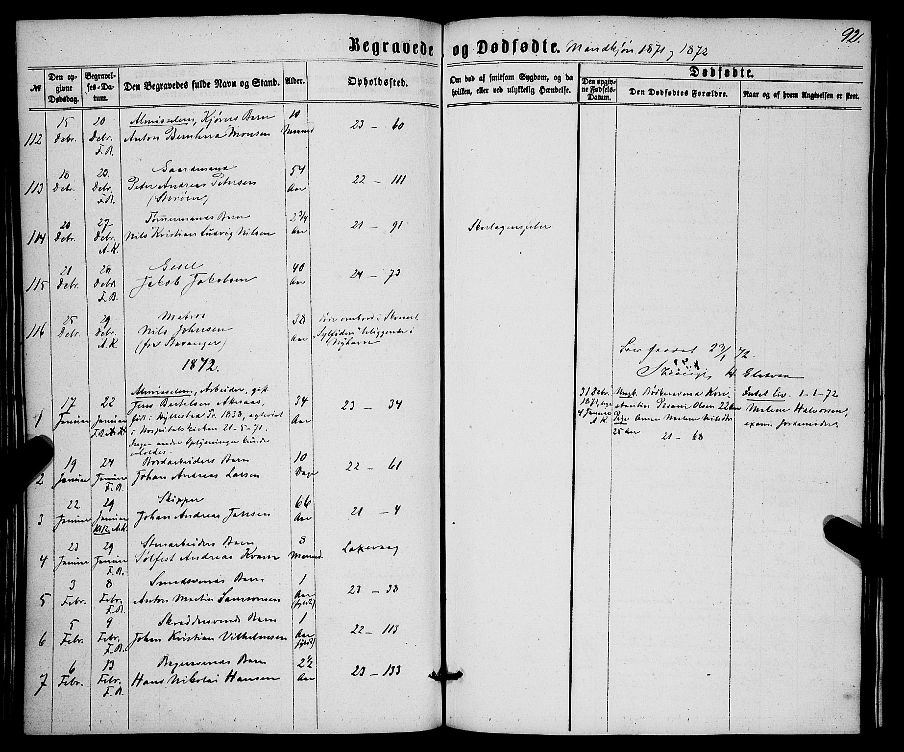Korskirken sokneprestembete, SAB/A-76101/H/Haa/L0045: Parish register (official) no. E 3, 1863-1875, p. 92