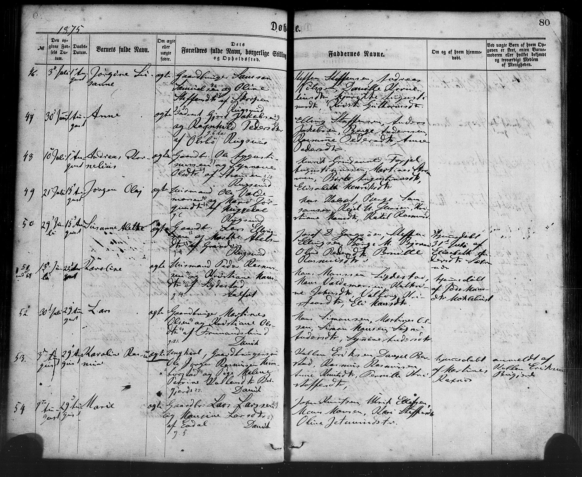 Davik sokneprestembete, SAB/A-79701/H/Haa/Haaa/L0006: Parish register (official) no. A 6, 1867-1881, p. 80