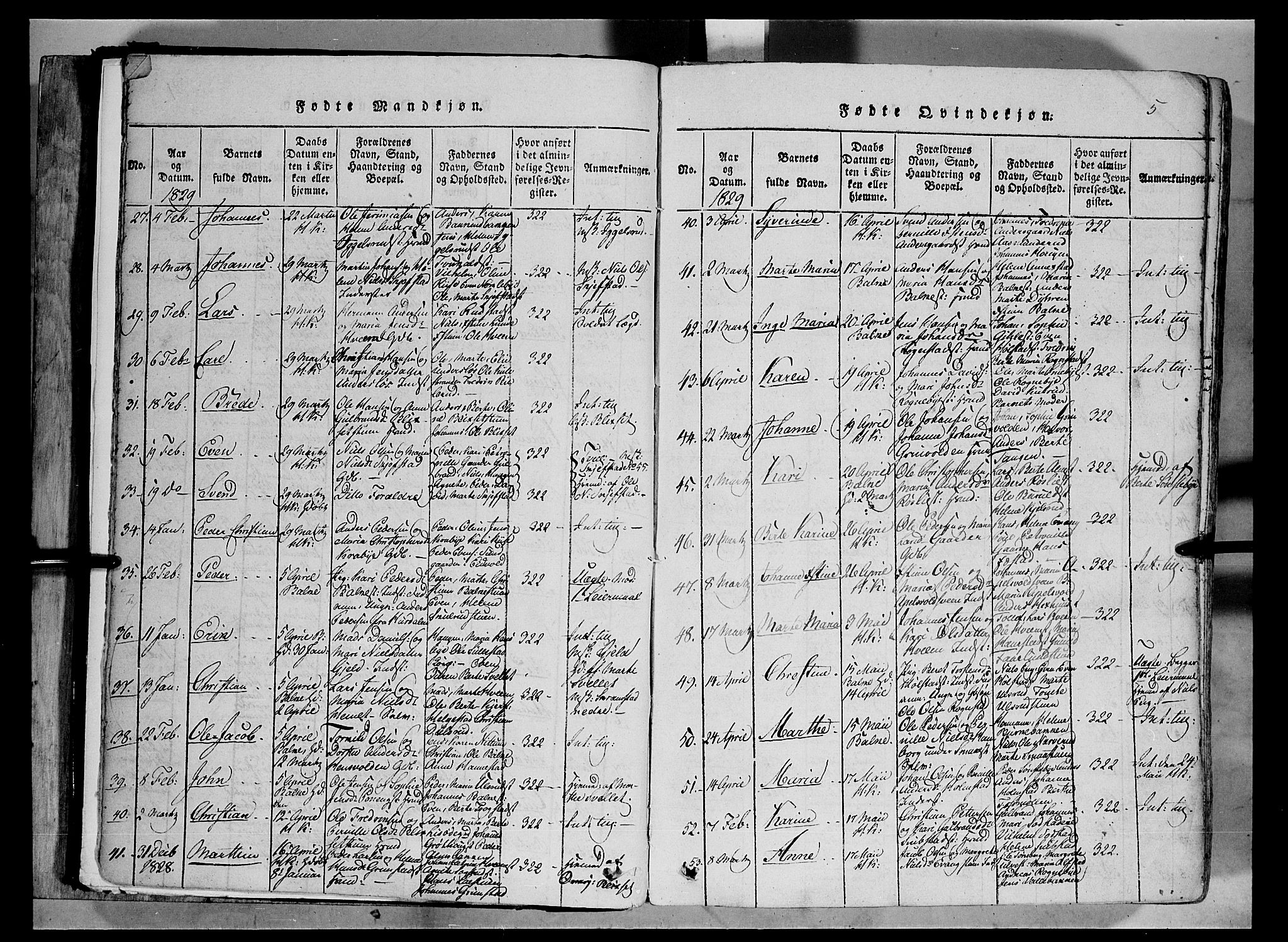 Østre Toten prestekontor, AV/SAH-PREST-104/H/Ha/Haa/L0001: Parish register (official) no. 1, 1828-1839, p. 5