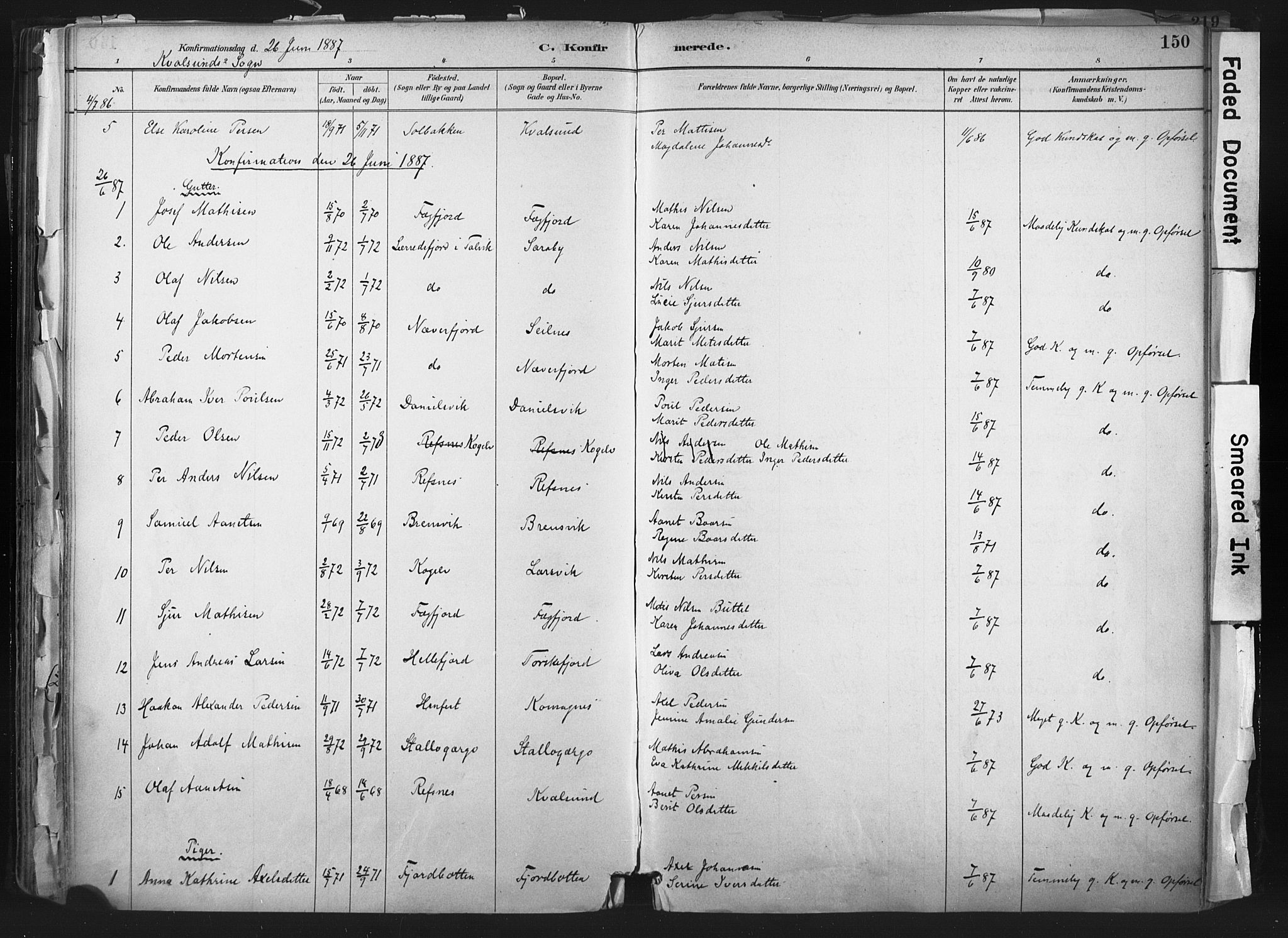 Hammerfest sokneprestkontor, SATØ/S-1347: Parish register (official) no. 11 /2, 1885-1897, p. 150