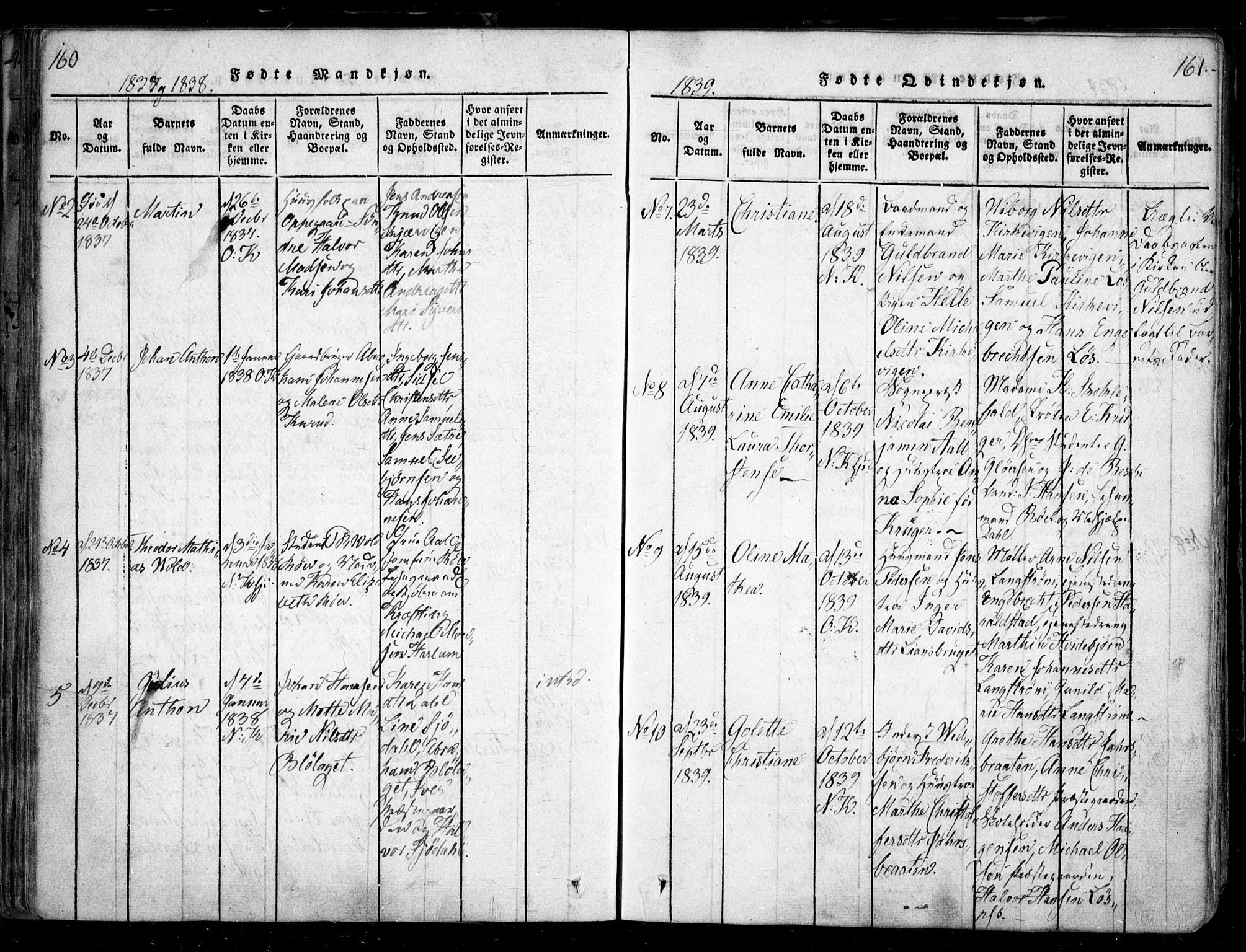 Nesodden prestekontor Kirkebøker, SAO/A-10013/F/Fa/L0006: Parish register (official) no. I 6, 1814-1847, p. 160-161