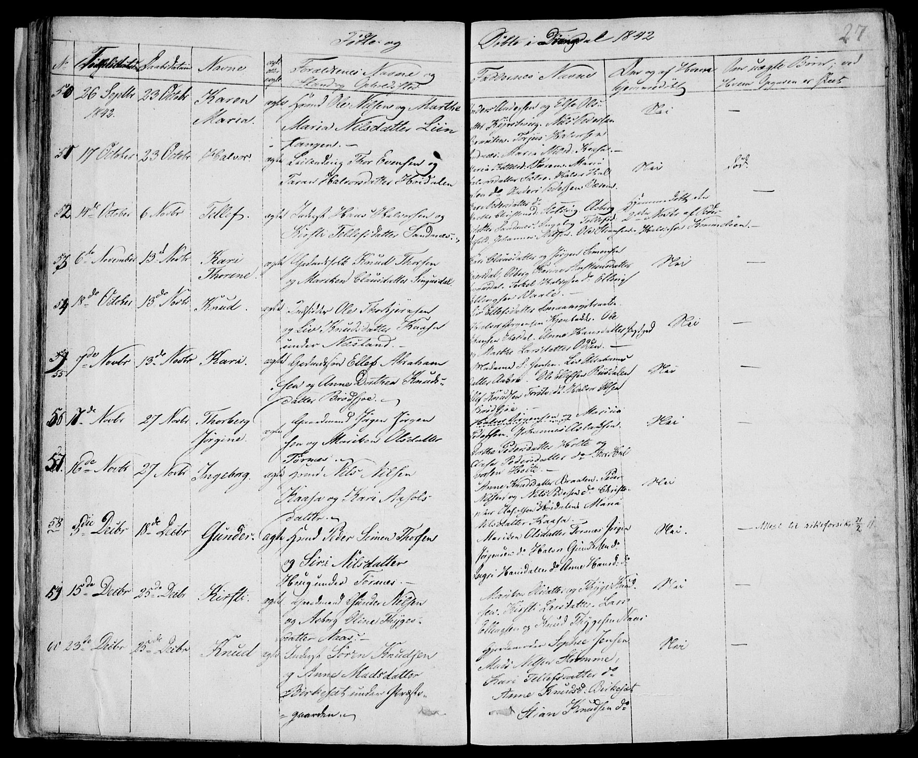 Drangedal kirkebøker, SAKO/A-258/F/Fa/L0007a: Parish register (official) no. 7a, 1837-1856, p. 27