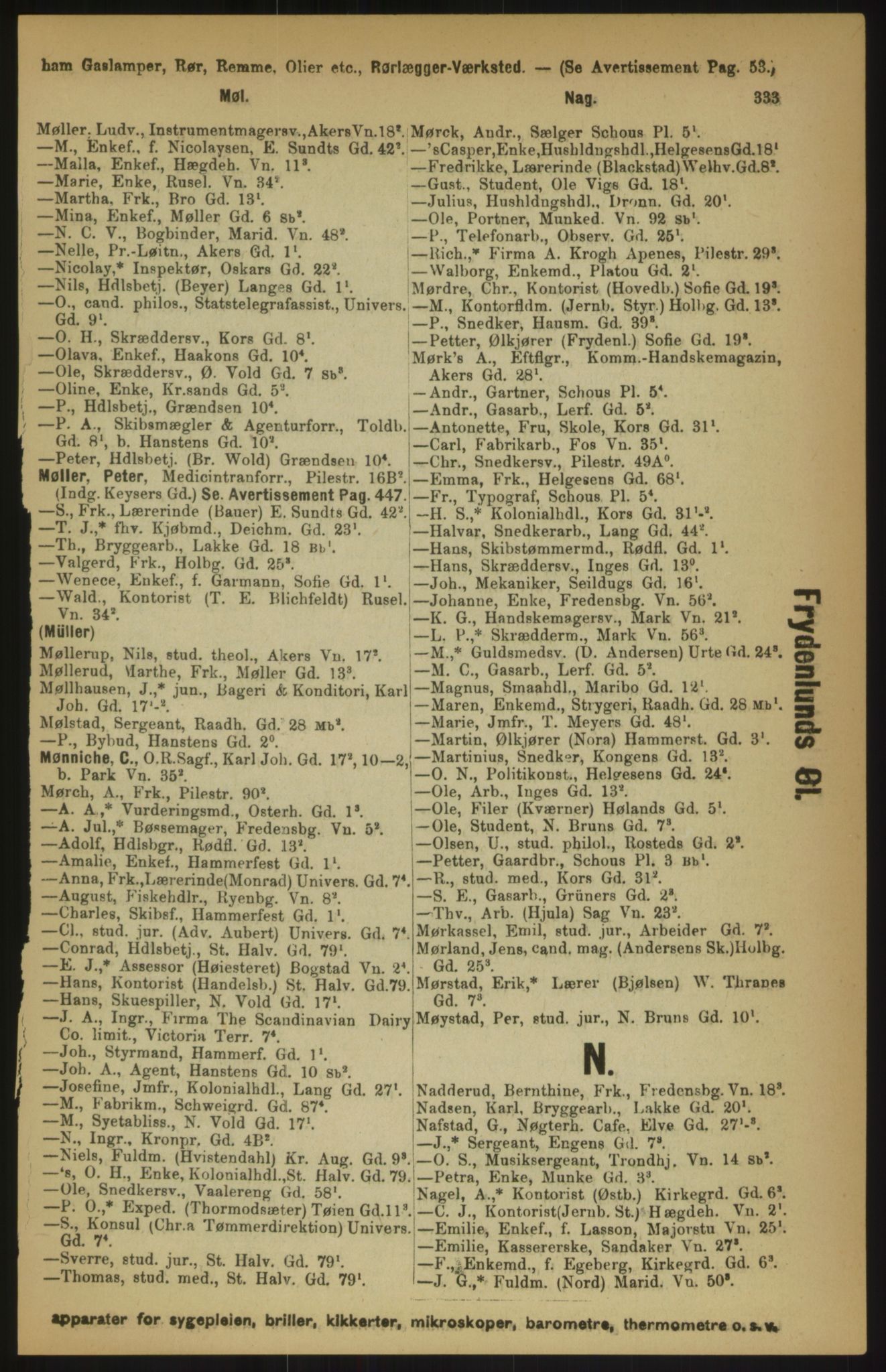 Kristiania/Oslo adressebok, PUBL/-, 1891, p. 333