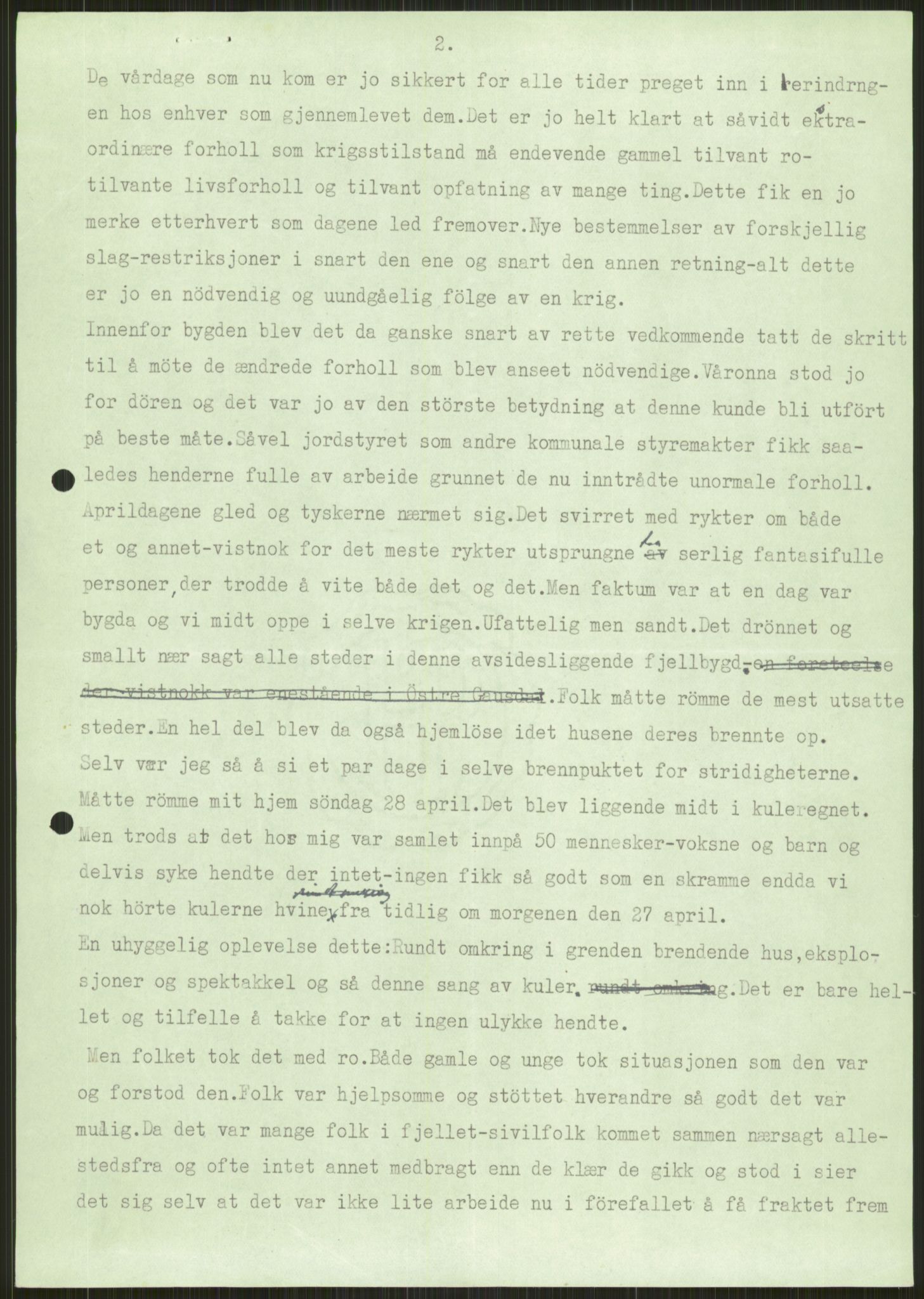 Forsvaret, Forsvarets krigshistoriske avdeling, AV/RA-RAFA-2017/Y/Ya/L0014: II-C-11-31 - Fylkesmenn.  Rapporter om krigsbegivenhetene 1940., 1940, p. 257