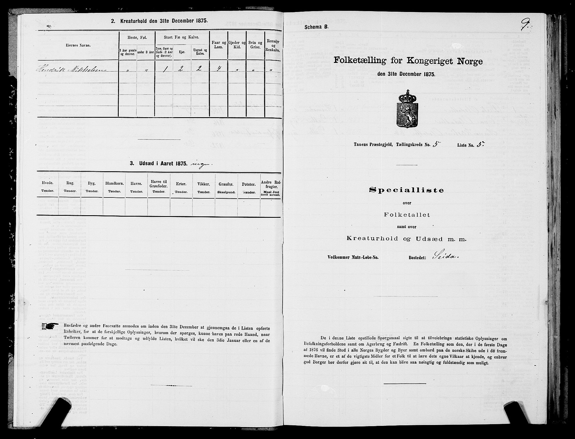 SATØ, 1875 census for 2025P Tana, 1875, p. 2009