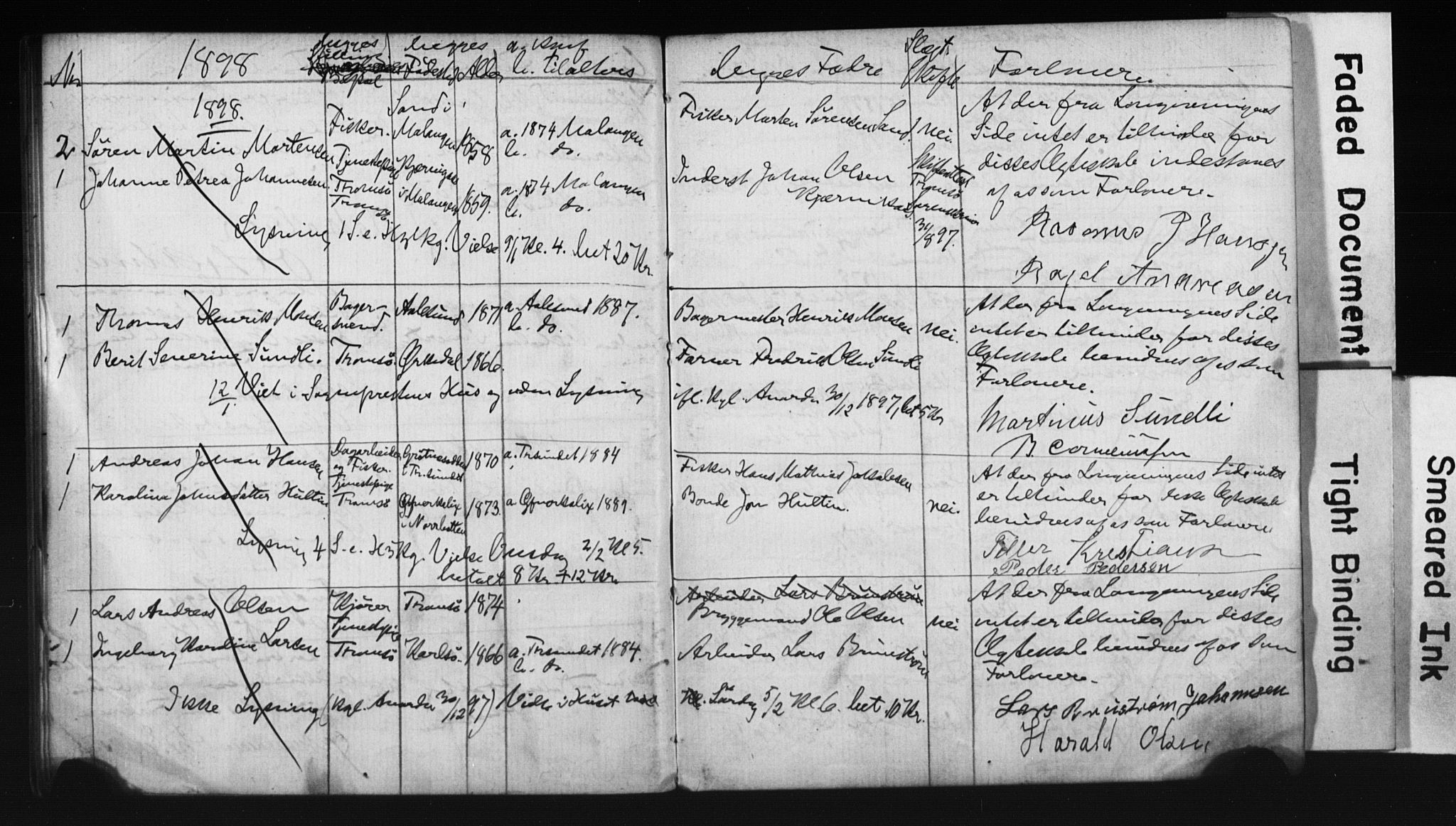 Tromsø sokneprestkontor/stiftsprosti/domprosti, AV/SATØ-S-1343/H/Hc/L0099/0002: Banns register no. 99.2, 1893-1898