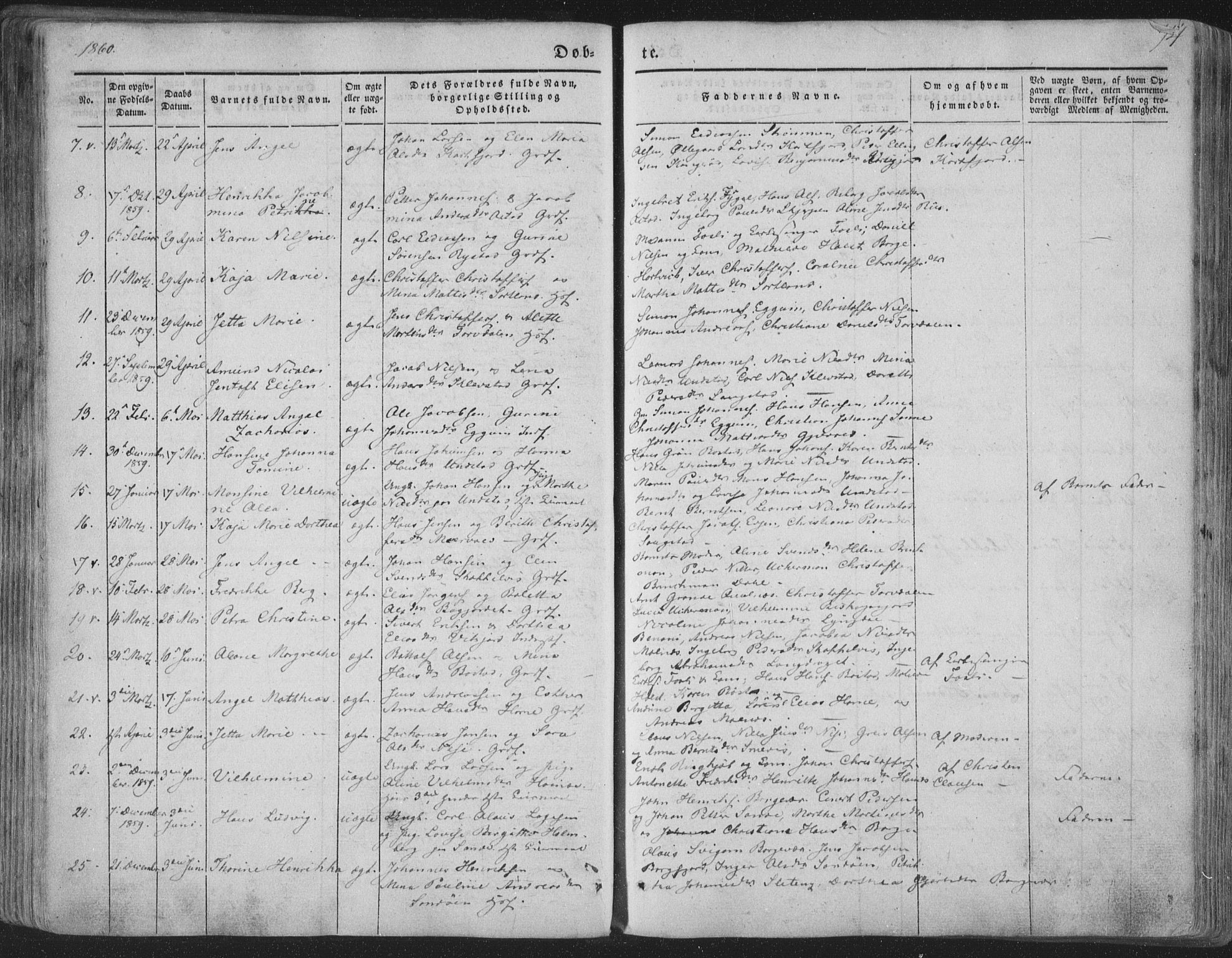 Ministerialprotokoller, klokkerbøker og fødselsregistre - Nordland, AV/SAT-A-1459/880/L1131: Parish register (official) no. 880A05, 1844-1868, p. 74