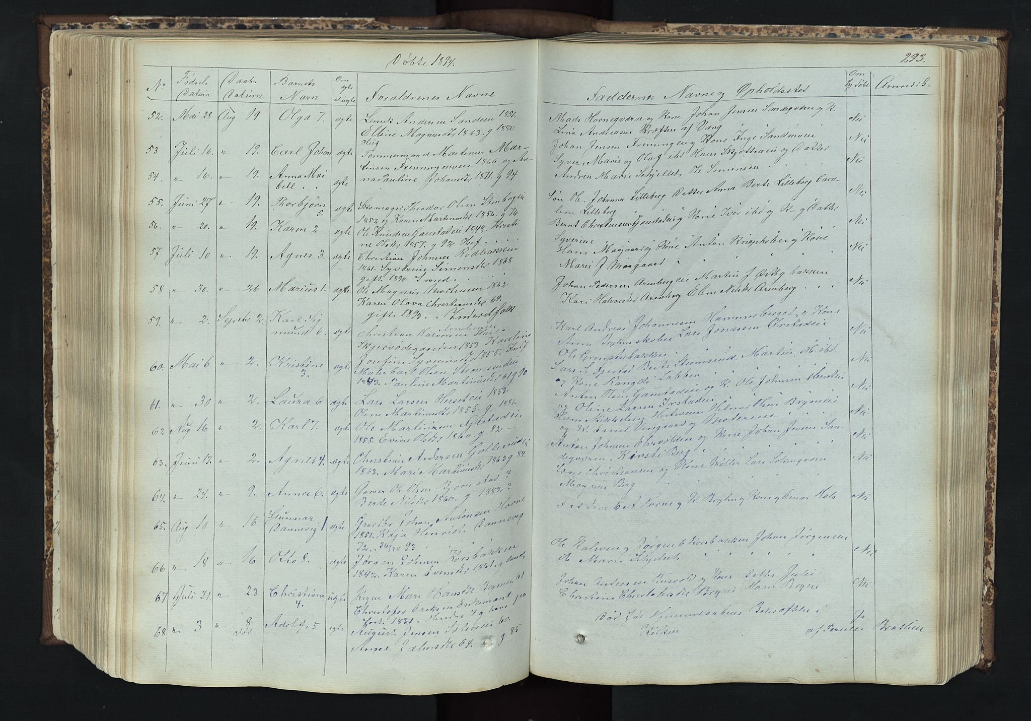 Romedal prestekontor, SAH/PREST-004/L/L0011: Parish register (copy) no. 11, 1867-1895, p. 293