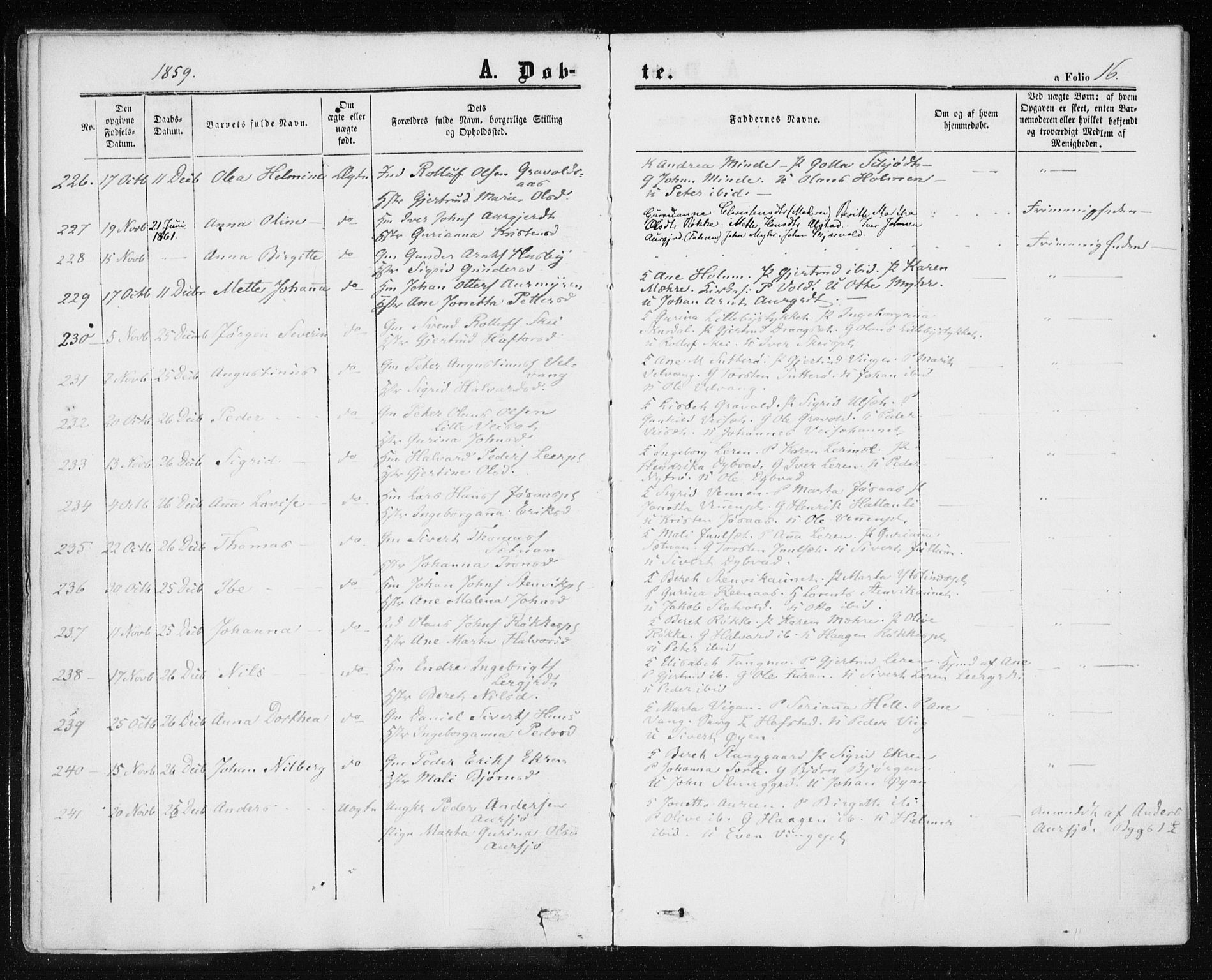 Ministerialprotokoller, klokkerbøker og fødselsregistre - Nord-Trøndelag, SAT/A-1458/709/L0075: Parish register (official) no. 709A15, 1859-1870, p. 16