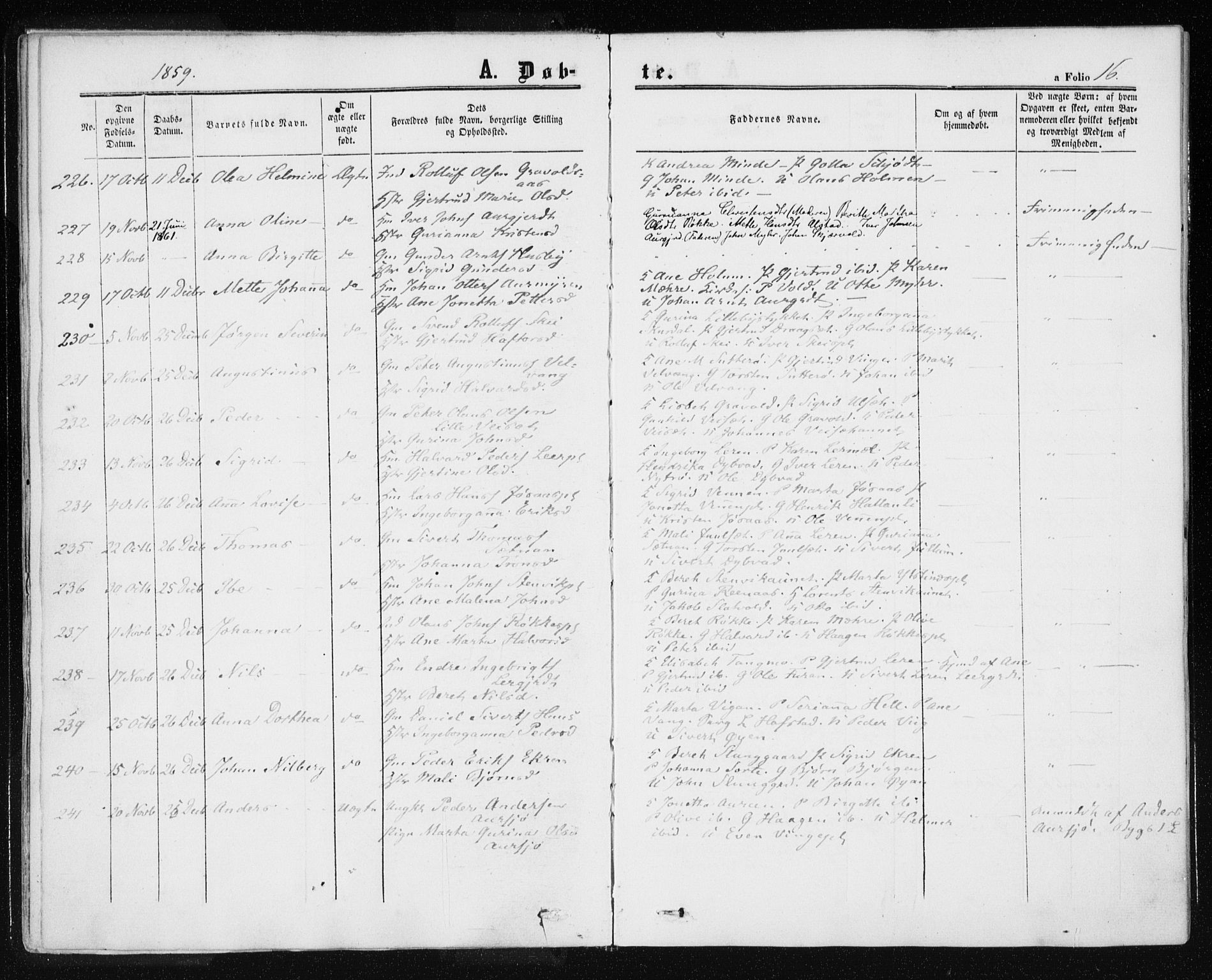 Ministerialprotokoller, klokkerbøker og fødselsregistre - Nord-Trøndelag, AV/SAT-A-1458/709/L0075: Parish register (official) no. 709A15, 1859-1870, p. 16