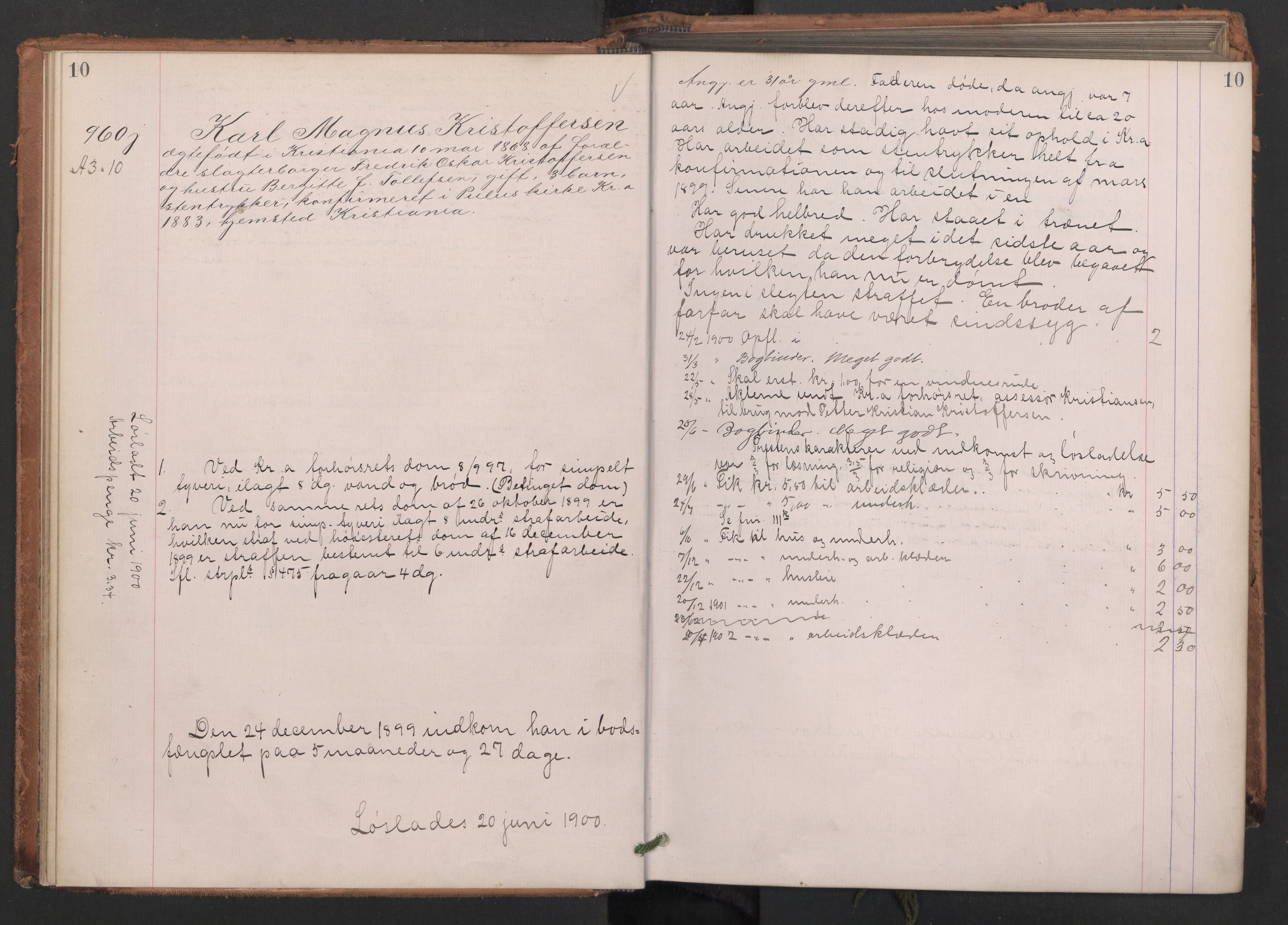 Botsfengslet, AV/RA-S-1539/D/Db/Dbb/L0034: 951j - 241k, 1899-1900, p. 10