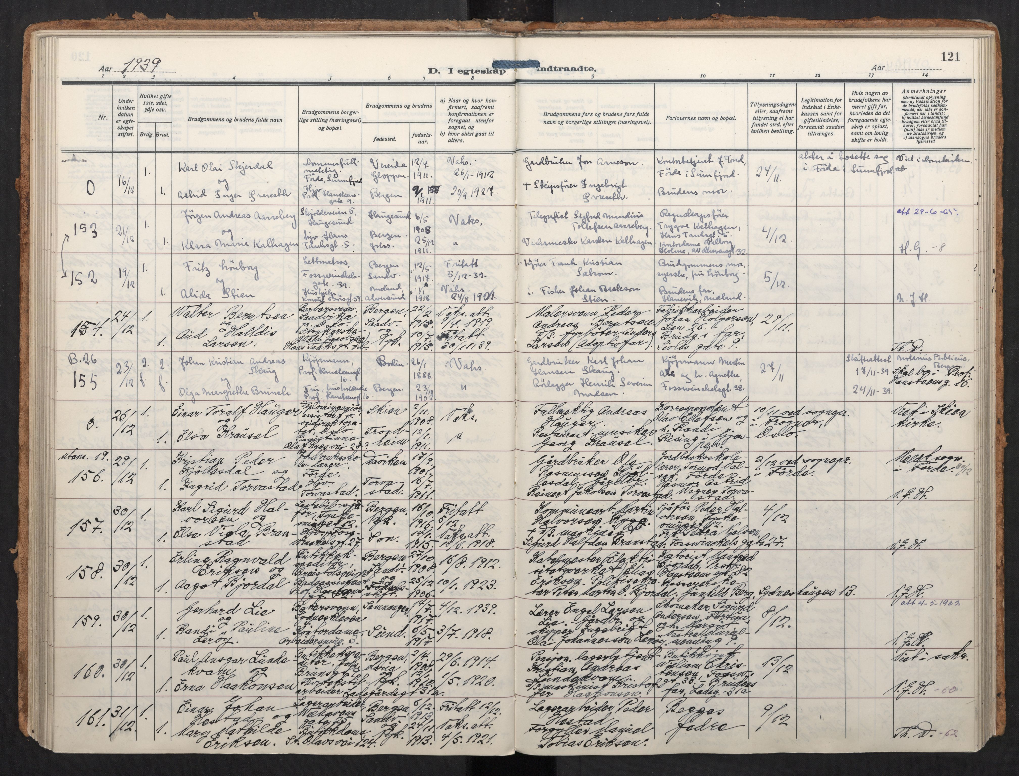 Johanneskirken sokneprestembete, AV/SAB-A-76001/H/Haa/L0014: Parish register (official) no. D 3, 1929-1949, p. 120b-121a