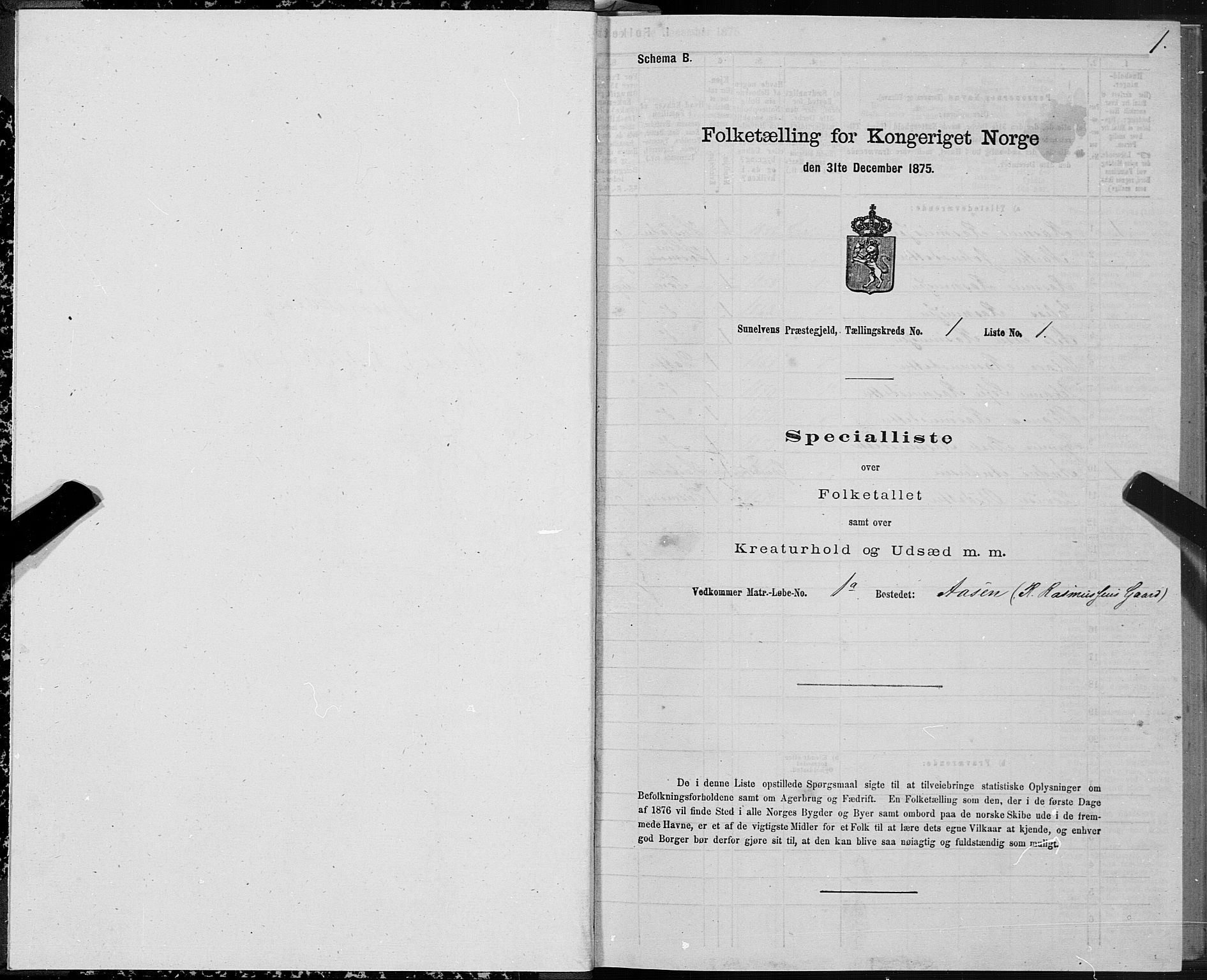 SAT, 1875 census for 1523P Sunnylven, 1875, p. 1001