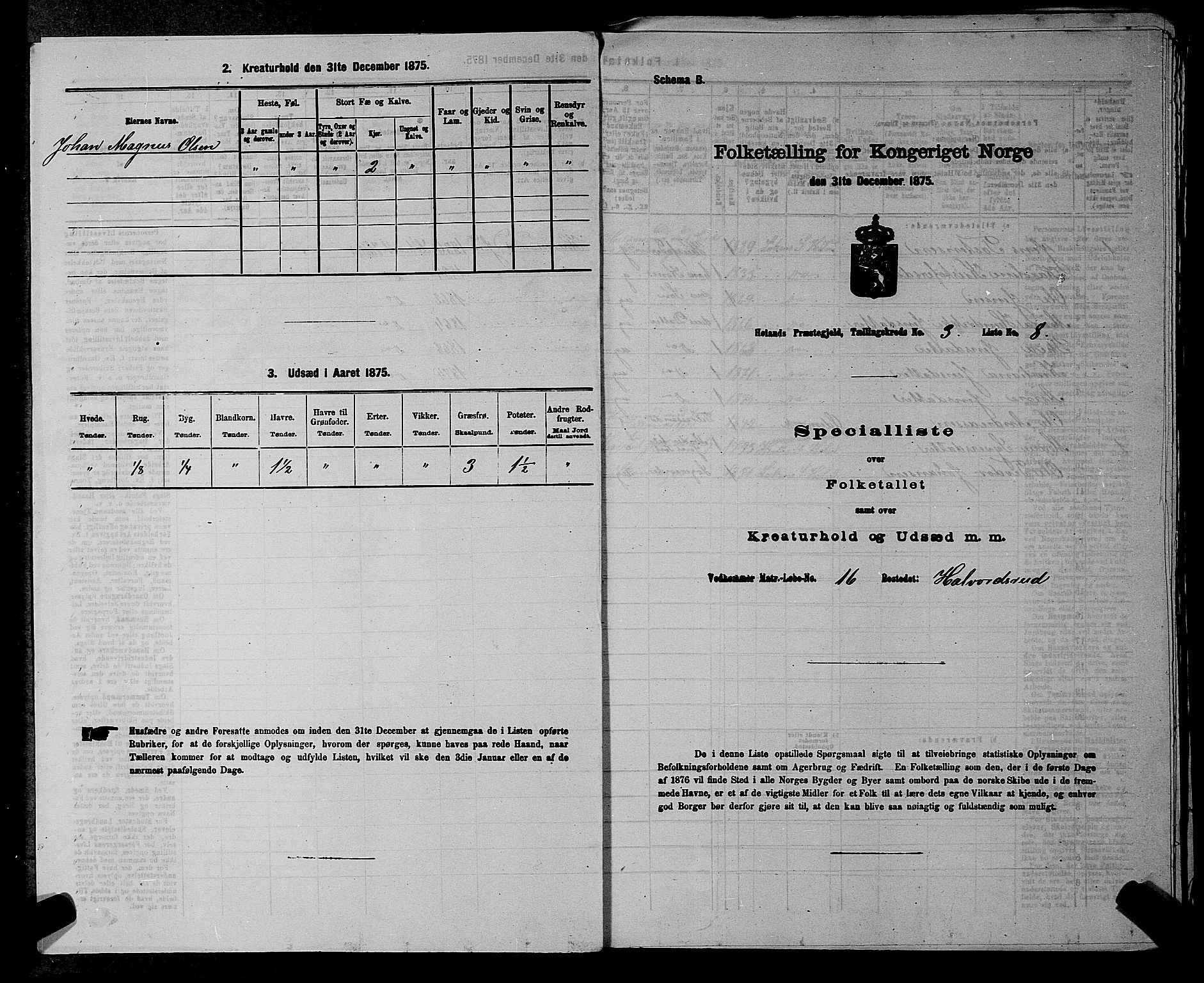 RA, 1875 census for 0221P Høland, 1875, p. 442