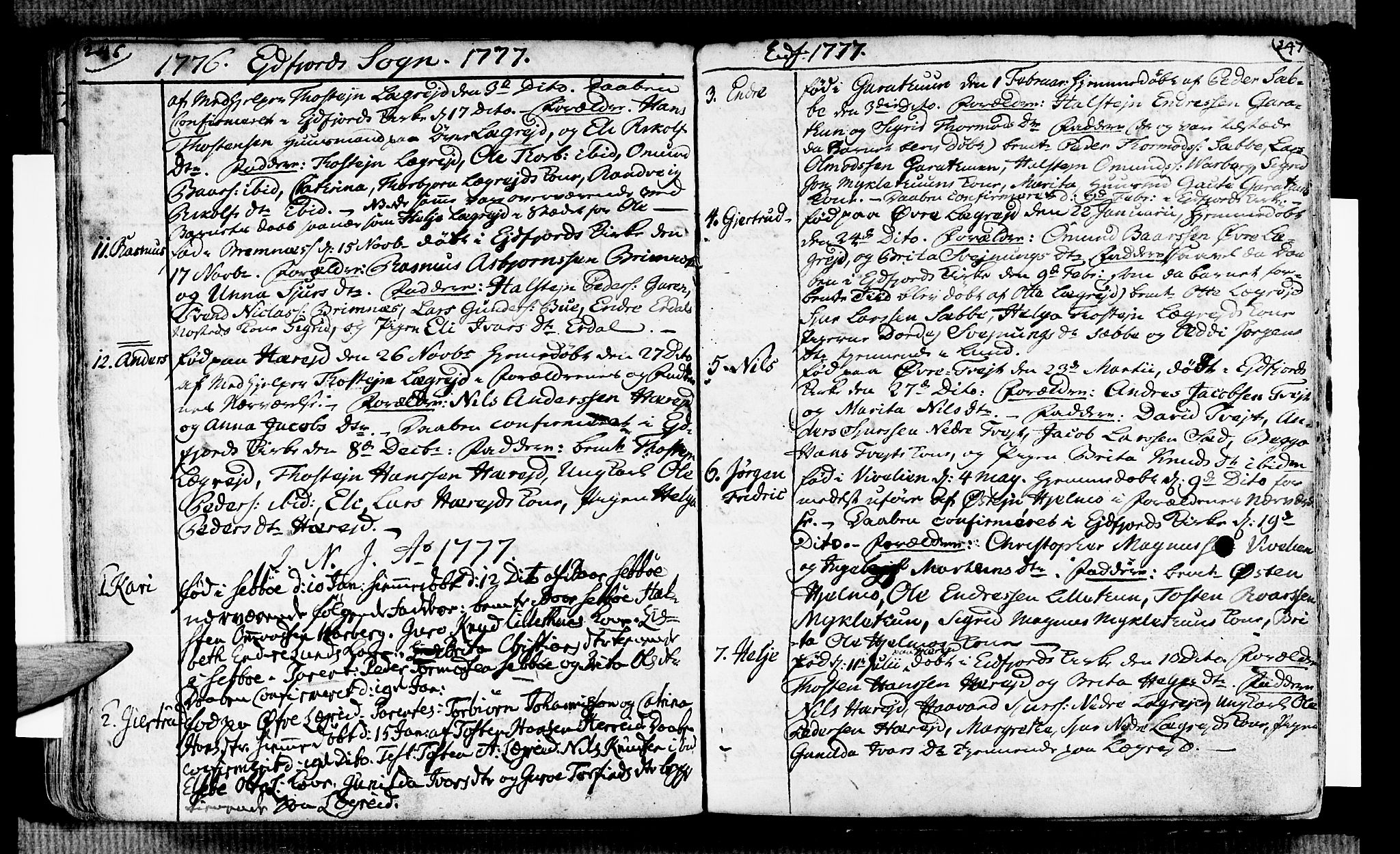 Ulvik sokneprestembete, AV/SAB-A-78801/H/Haa: Parish register (official) no. A 7, 1761-1792, p. 246-247