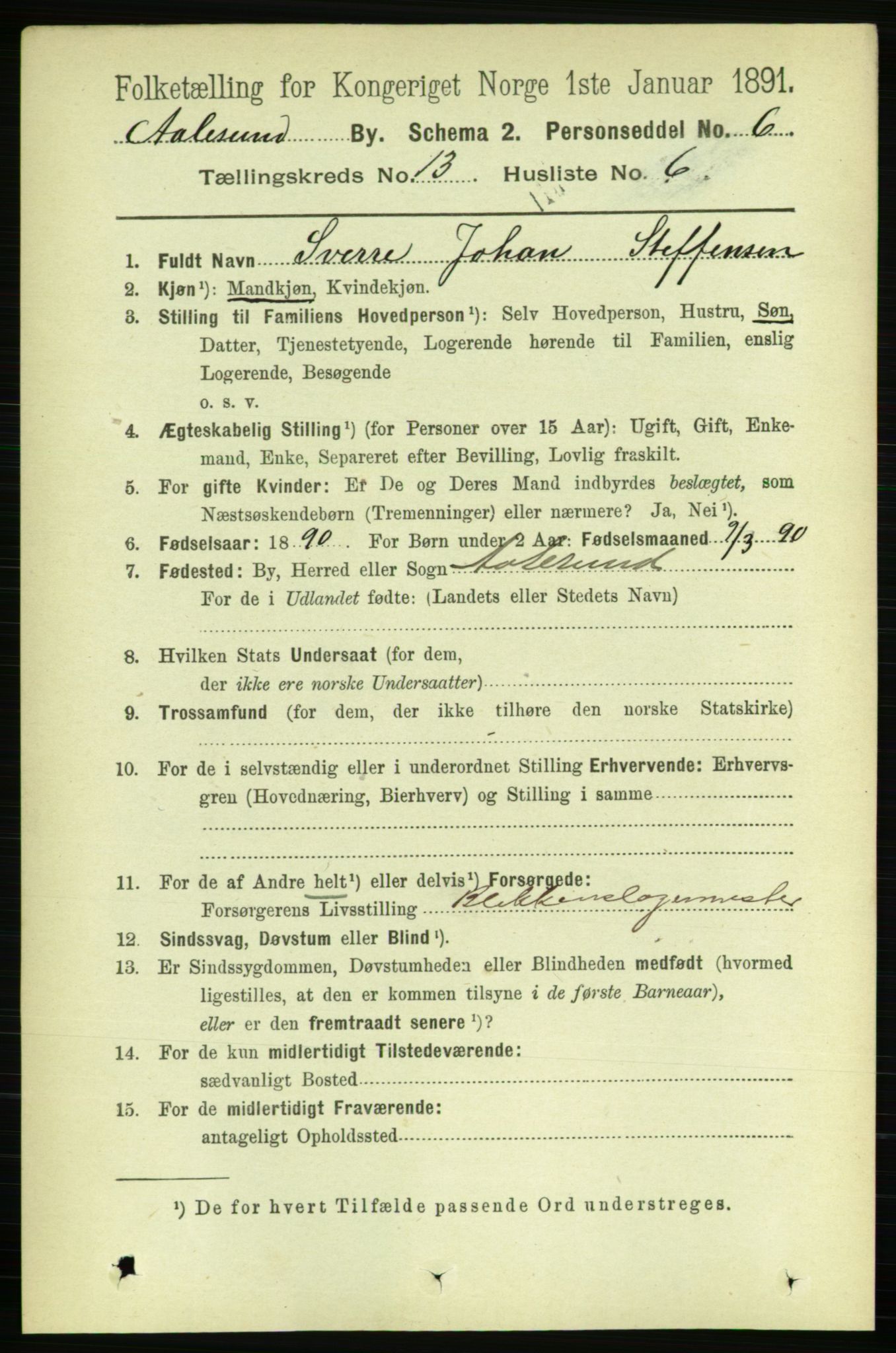 RA, 1891 census for 1501 Ålesund, 1891, p. 8061