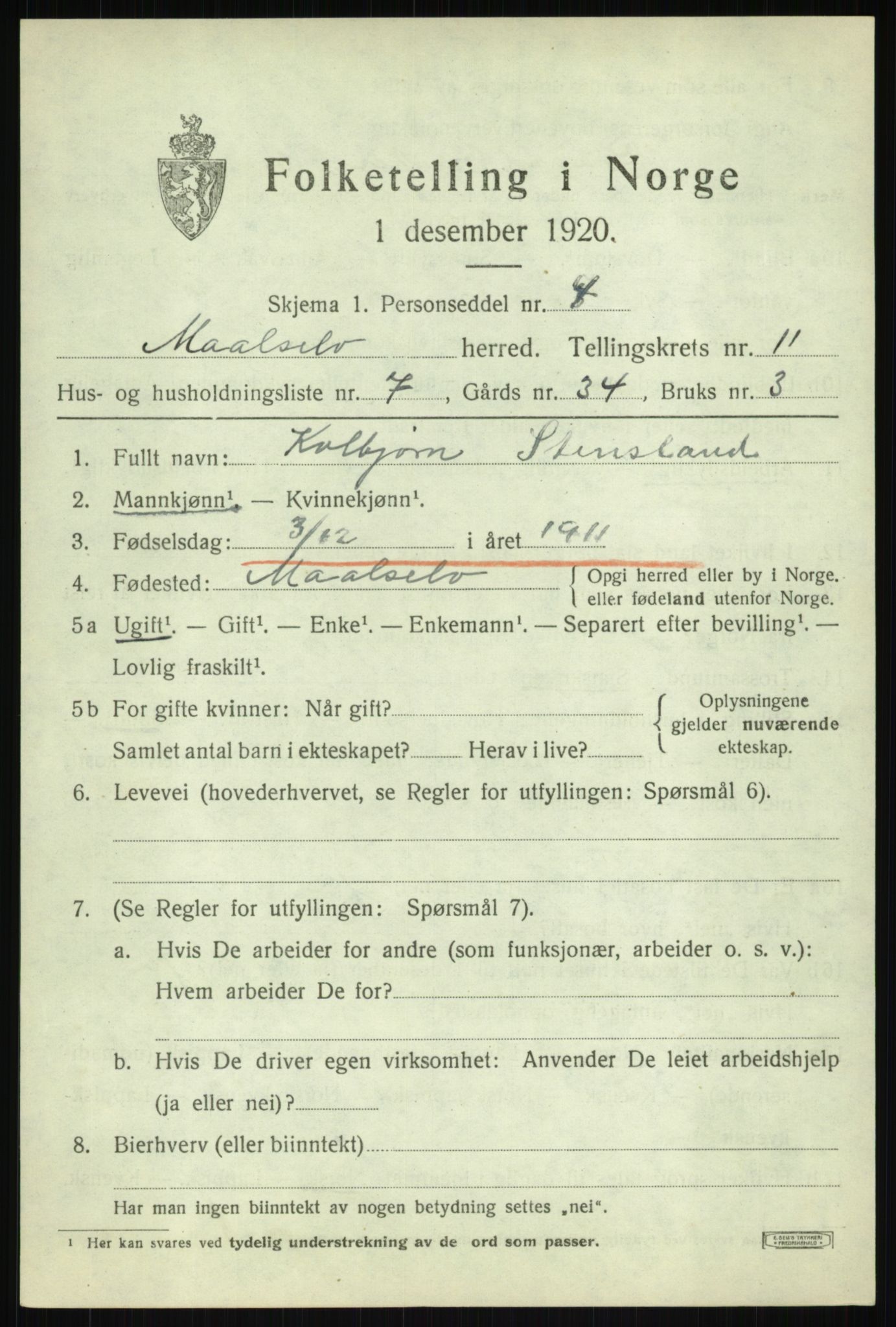 SATØ, 1920 census for Målselv, 1920, p. 6145