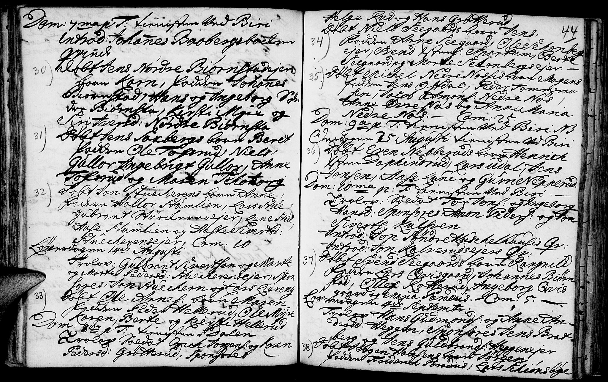 Biri prestekontor, AV/SAH-PREST-096/H/Ha/Haa/L0001: Parish register (official) no. 1, 1730-1754, p. 44