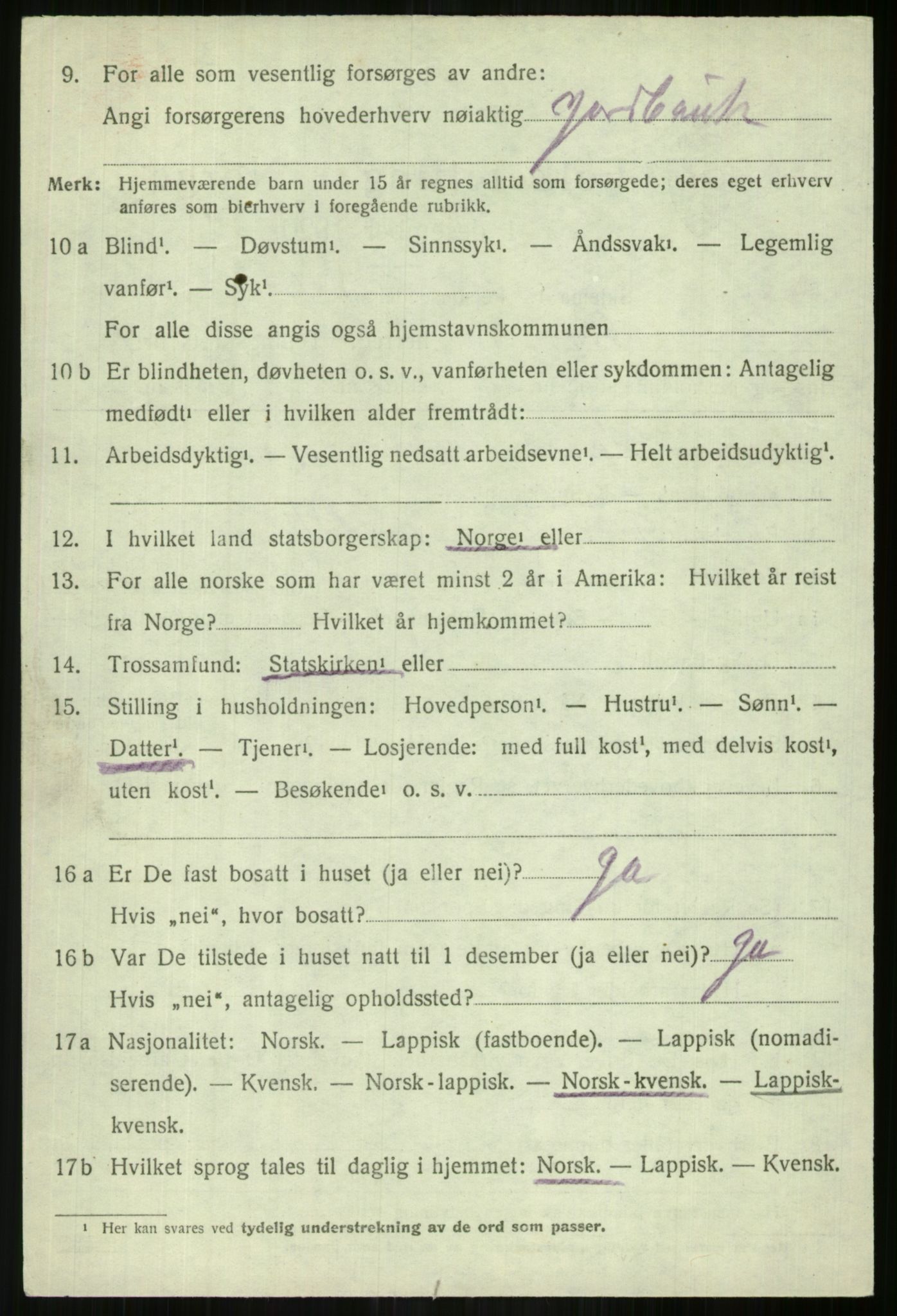 SATØ, 1920 census for Lyngen, 1920, p. 10412