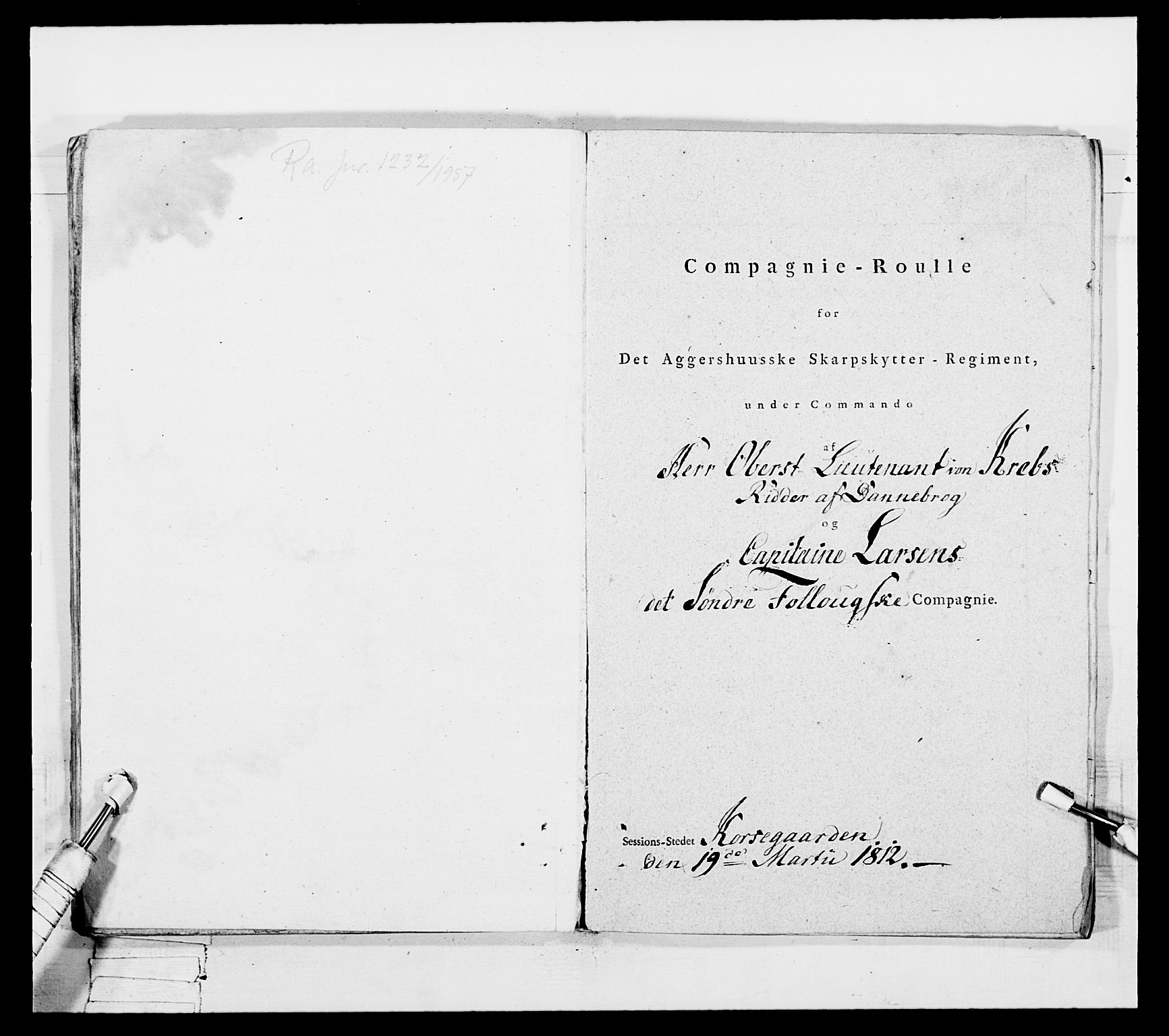 Generalitets- og kommissariatskollegiet, Det kongelige norske kommissariatskollegium, AV/RA-EA-5420/E/Eh/L0050: Akershusiske skarpskytterregiment, 1812, p. 171