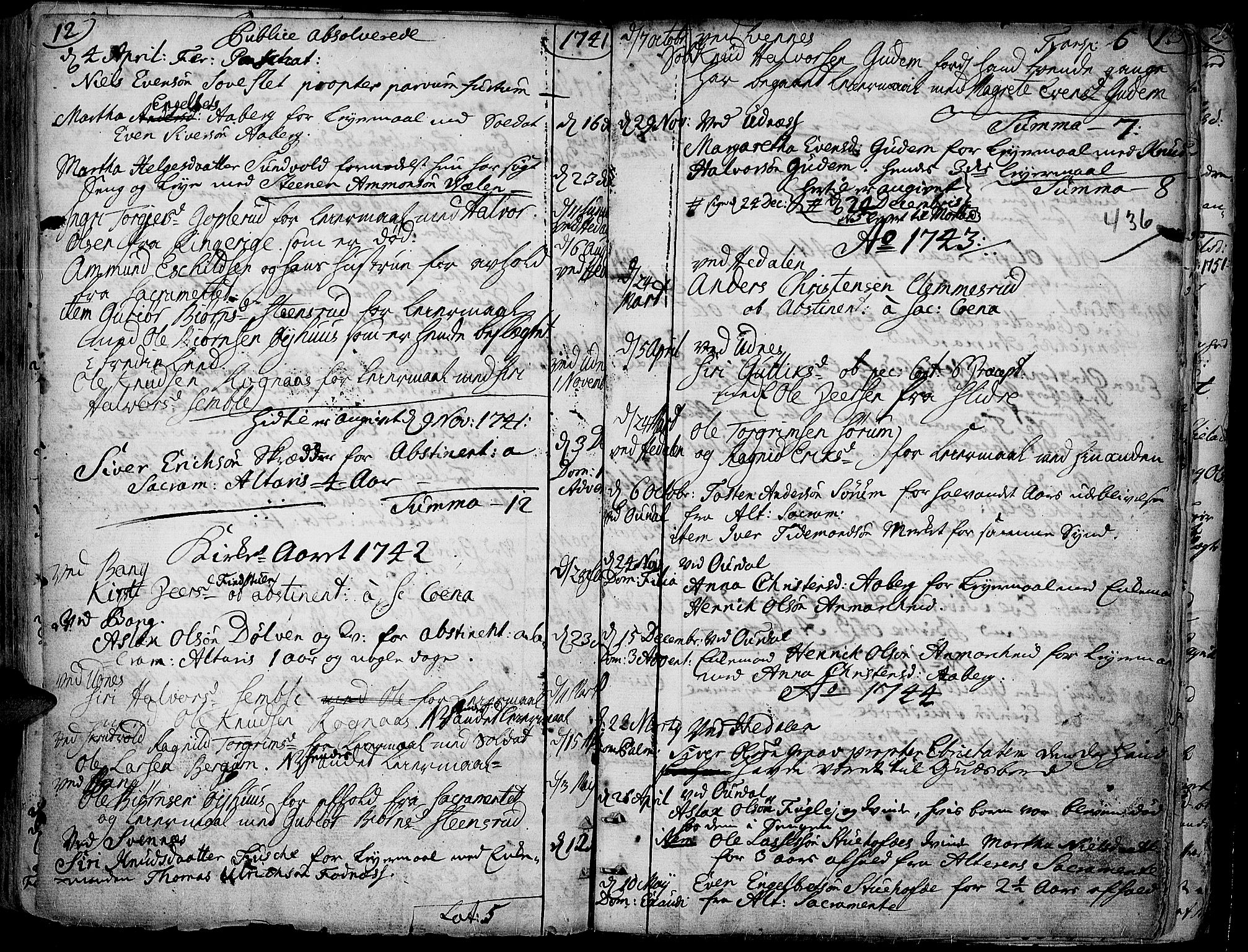 Aurdal prestekontor, SAH/PREST-126/H/Ha/Haa/L0004: Parish register (official) no. 4, 1730-1762, p. 12-13