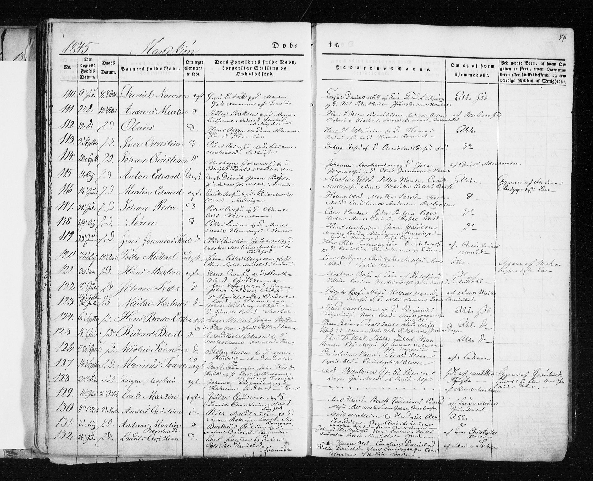Tromsø sokneprestkontor/stiftsprosti/domprosti, AV/SATØ-S-1343/G/Ga/L0009kirke: Parish register (official) no. 9, 1837-1847, p. 76