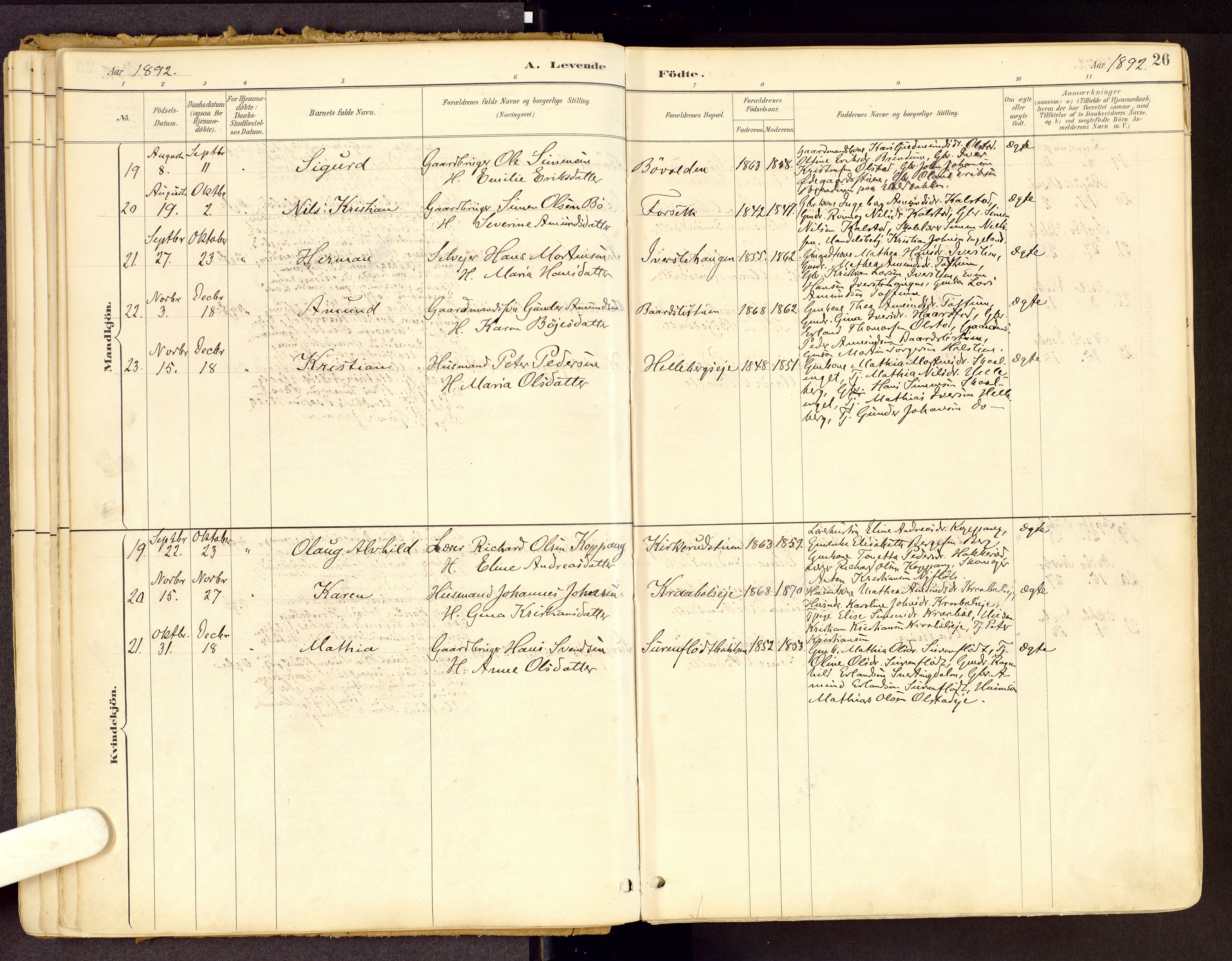 Vestre Gausdal prestekontor, SAH/PREST-094/H/Ha/Haa/L0001: Parish register (official) no. 1, 1887-1914, p. 26