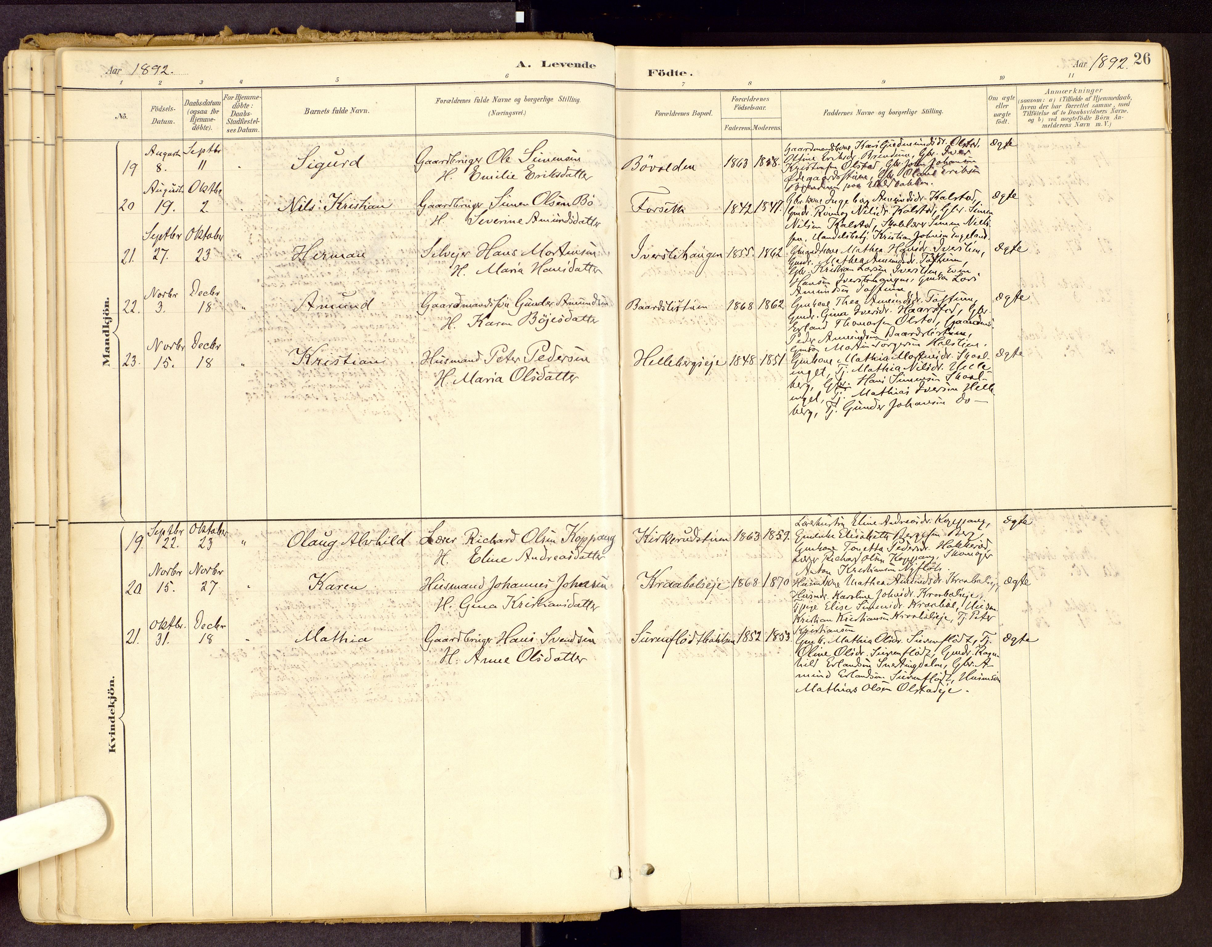 Vestre Gausdal prestekontor, AV/SAH-PREST-094/H/Ha/Haa/L0001: Parish register (official) no. 1, 1887-1914, p. 26