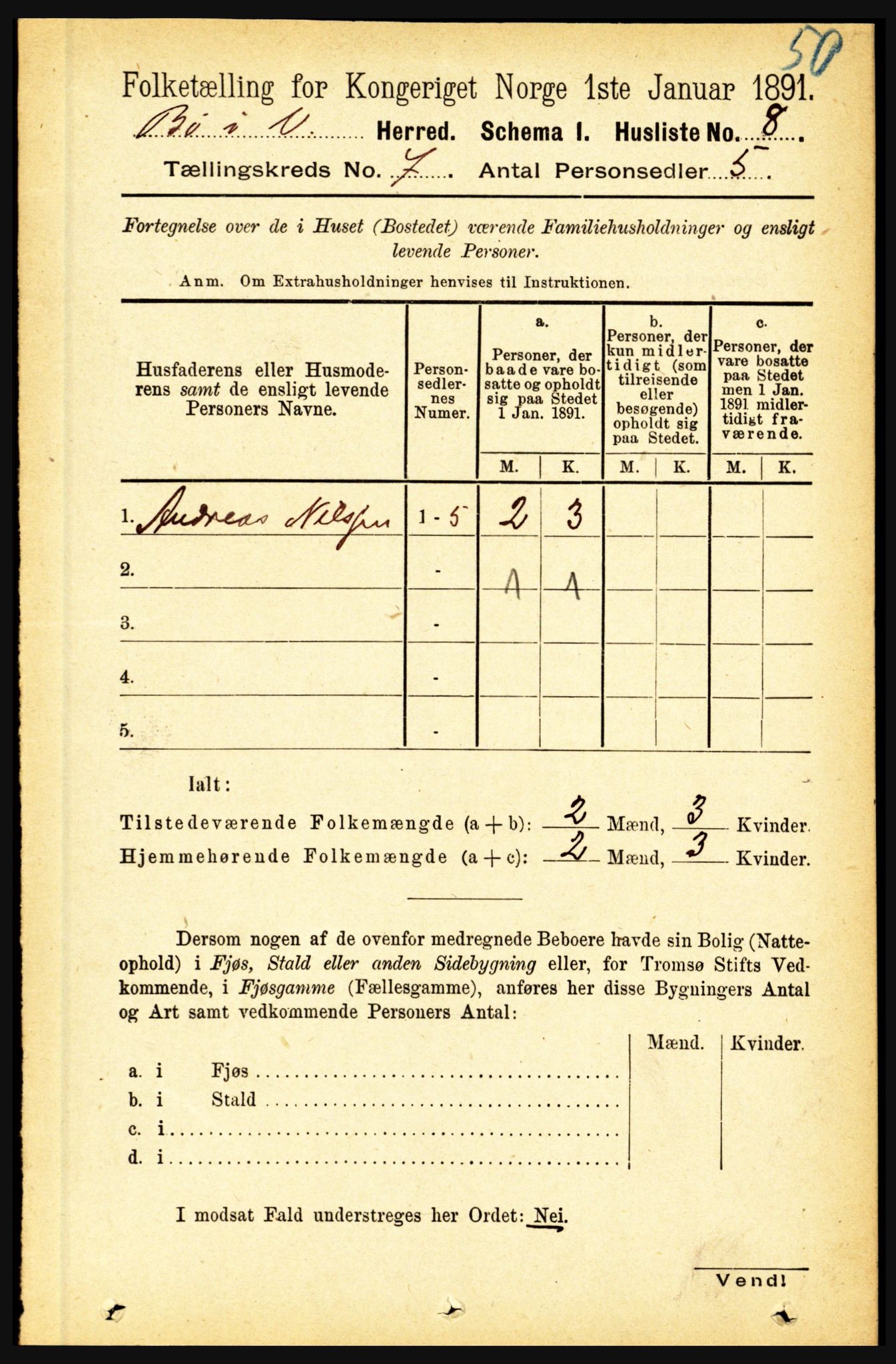 RA, 1891 census for 1867 Bø, 1891, p. 2430