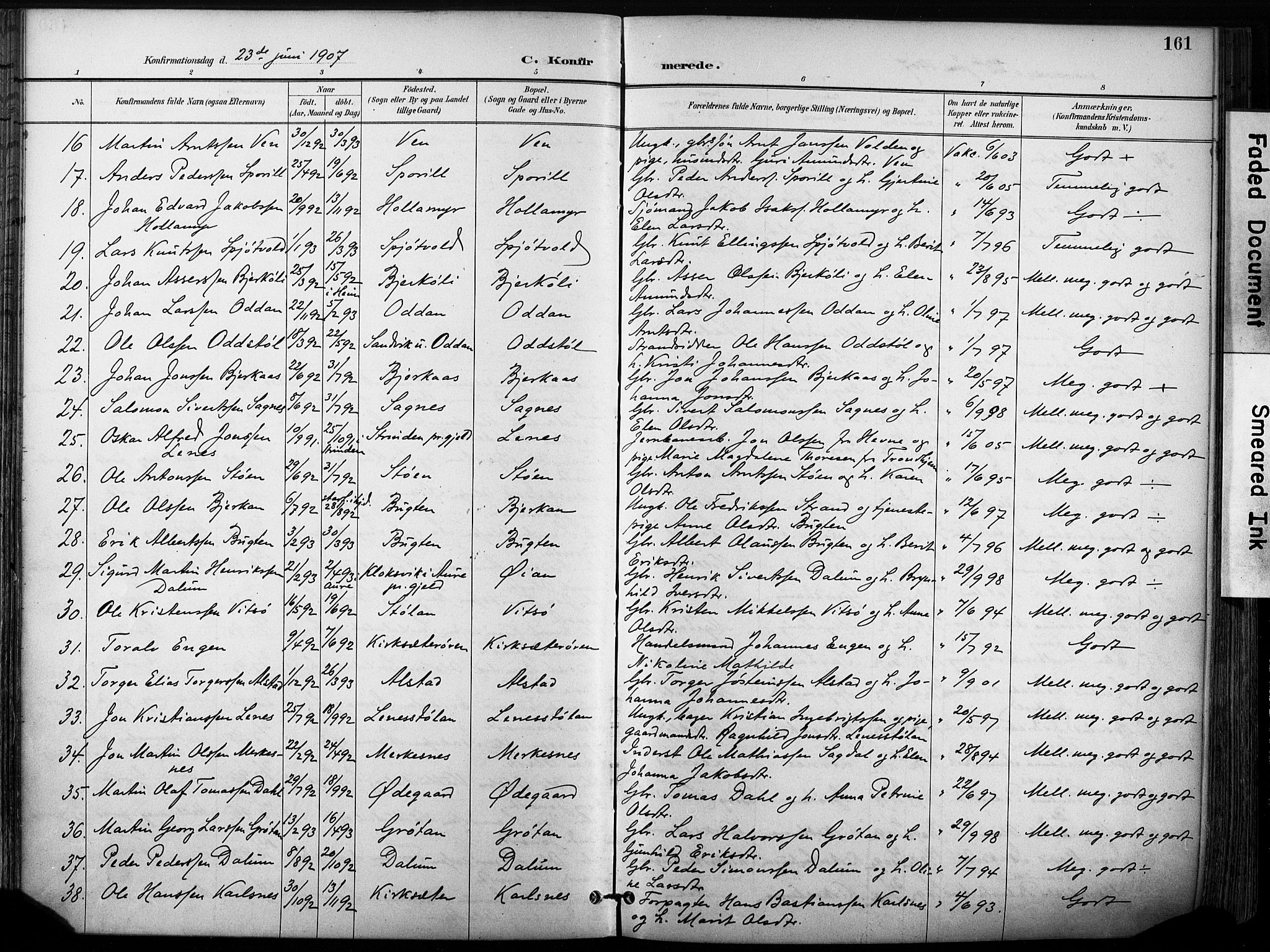 Ministerialprotokoller, klokkerbøker og fødselsregistre - Sør-Trøndelag, AV/SAT-A-1456/630/L0497: Parish register (official) no. 630A10, 1896-1910, p. 161