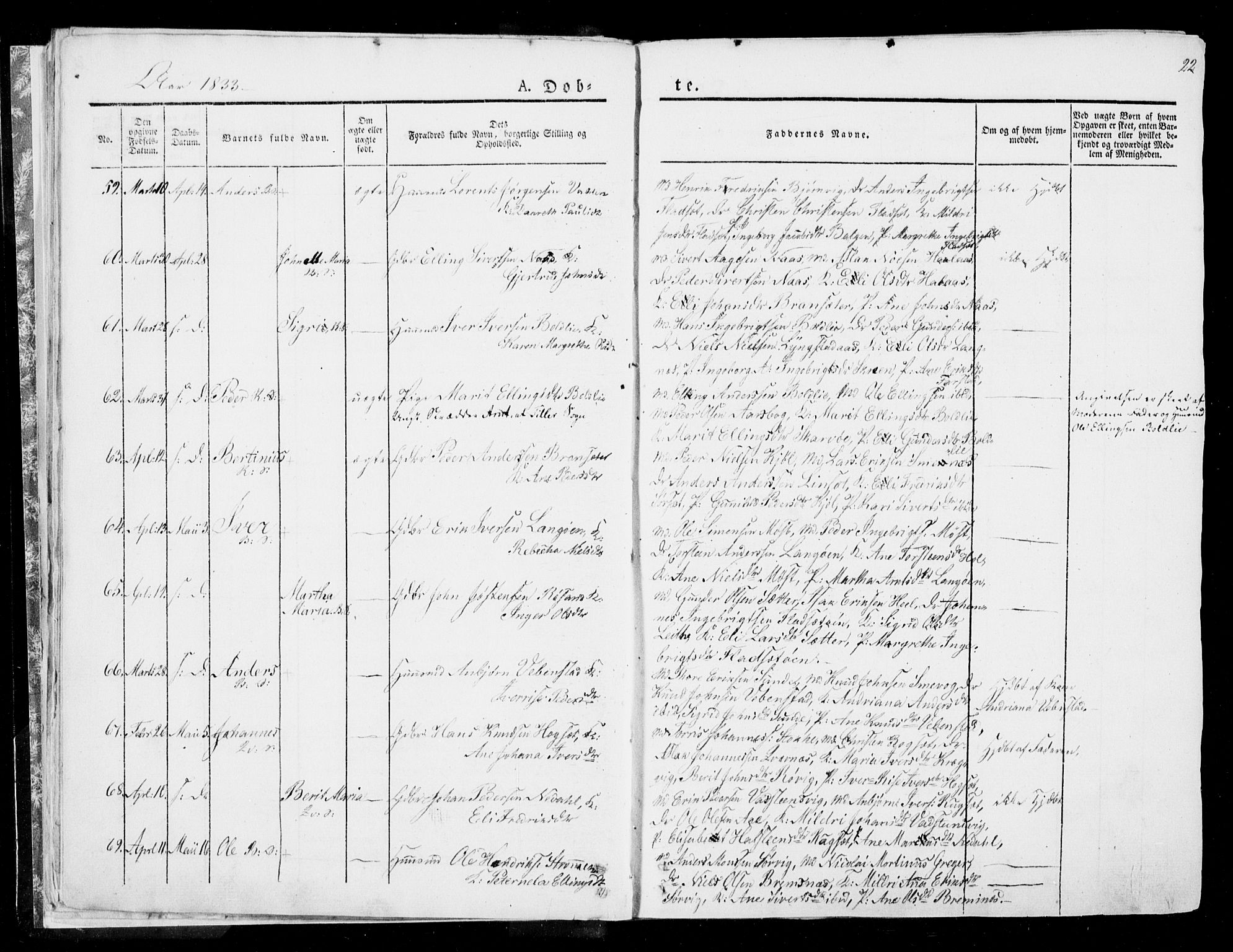 Ministerialprotokoller, klokkerbøker og fødselsregistre - Møre og Romsdal, AV/SAT-A-1454/568/L0803: Parish register (official) no. 568A10, 1830-1853, p. 22