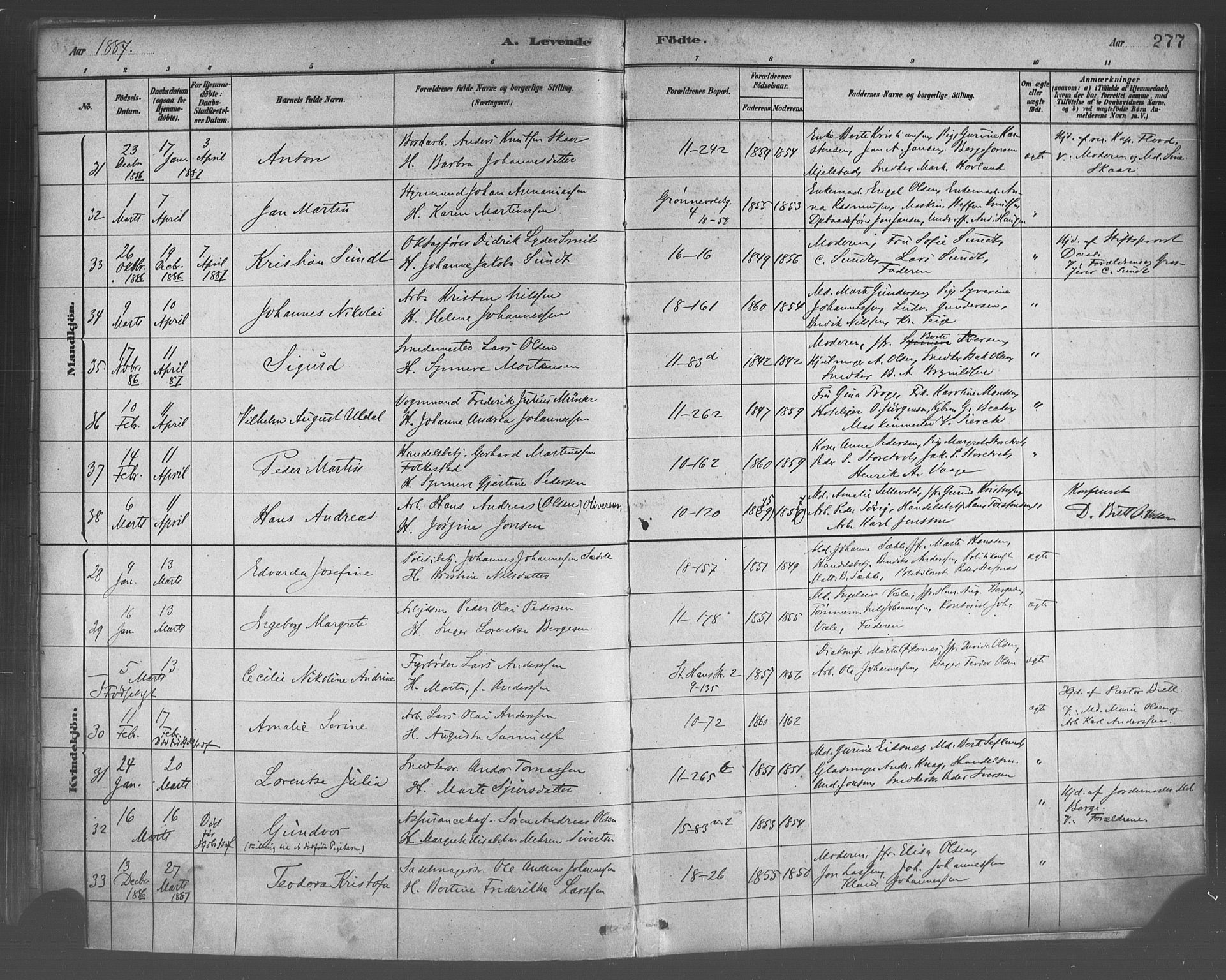 Domkirken sokneprestembete, SAB/A-74801/H/Haa/L0023: Parish register (official) no. B 6, 1879-1887, p. 277