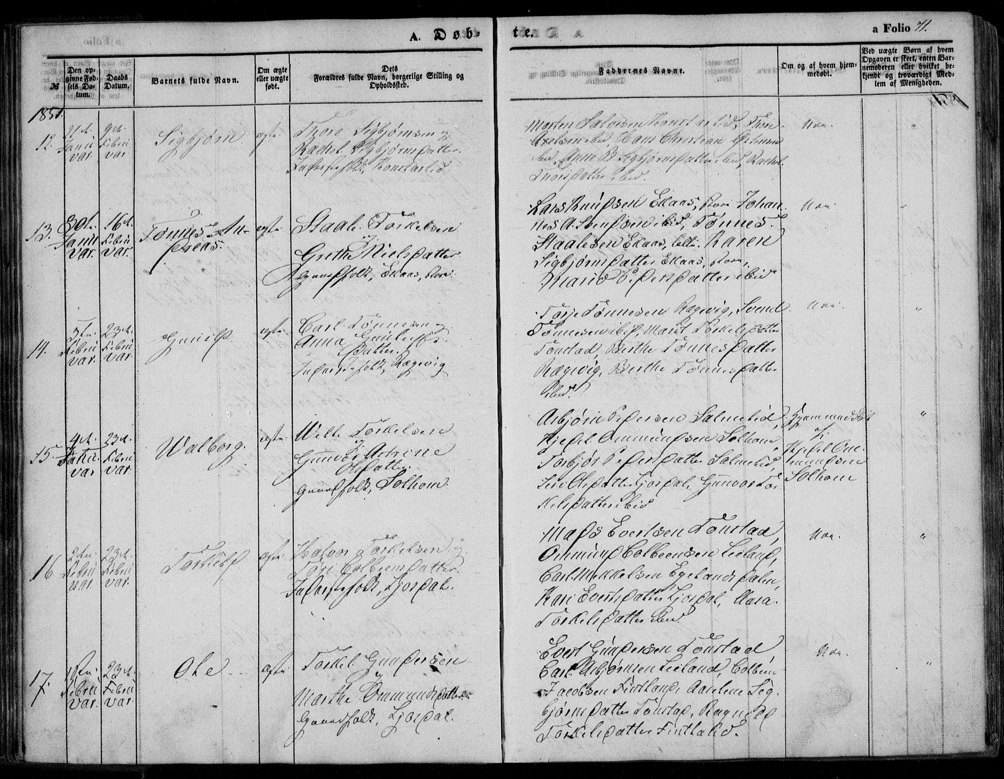 Bakke sokneprestkontor, AV/SAK-1111-0002/F/Fa/Faa/L0005: Parish register (official) no. A 5, 1847-1855, p. 71