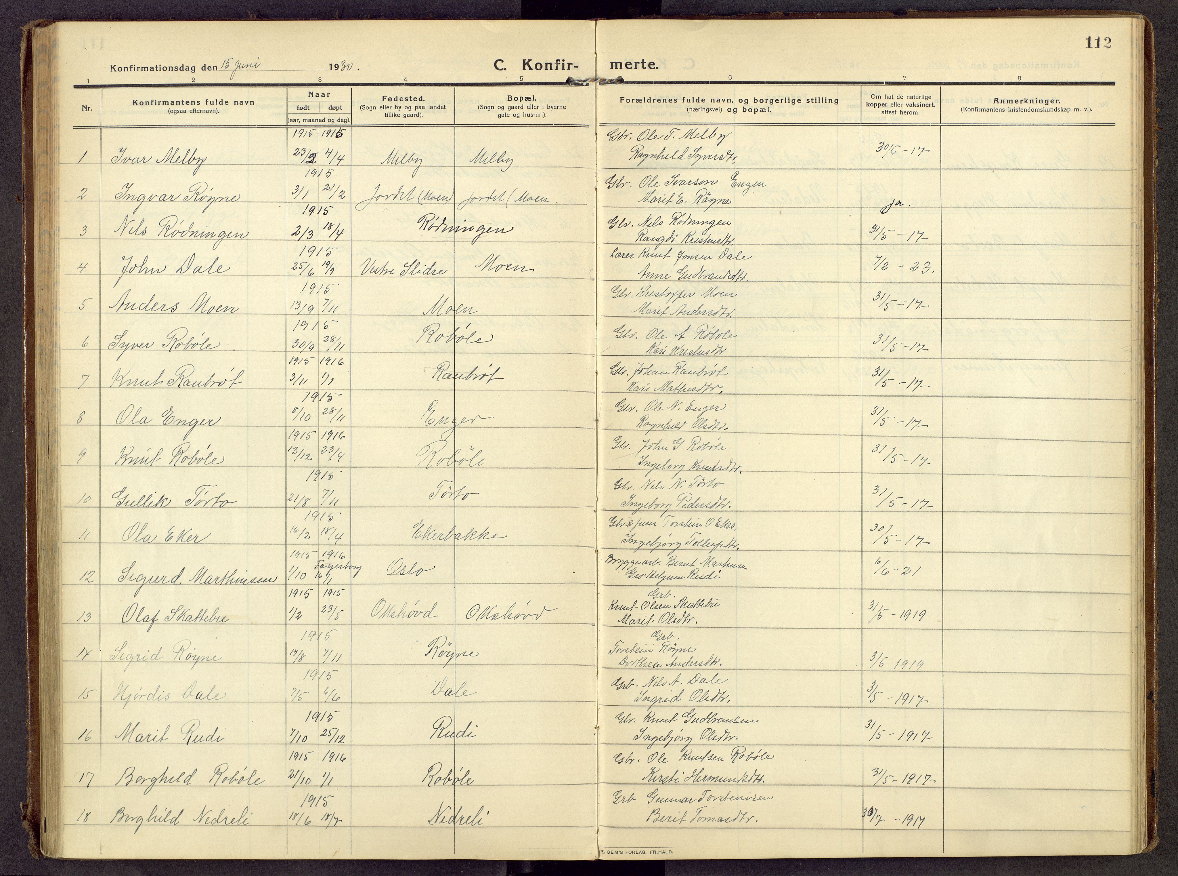 Øystre Slidre prestekontor, SAH/PREST-138/H/Ha/Haa/L0007: Parish register (official) no. 7, 1911-1931, p. 112